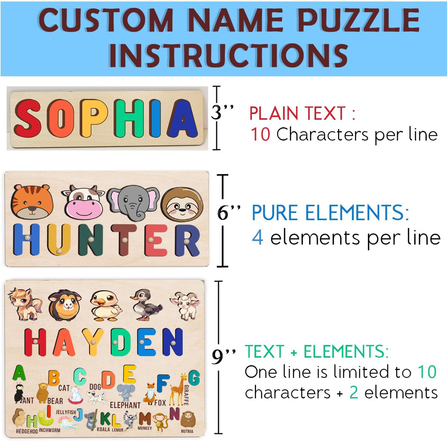 Personalized Wooden Name Puzzle for Baby 1-3 Years