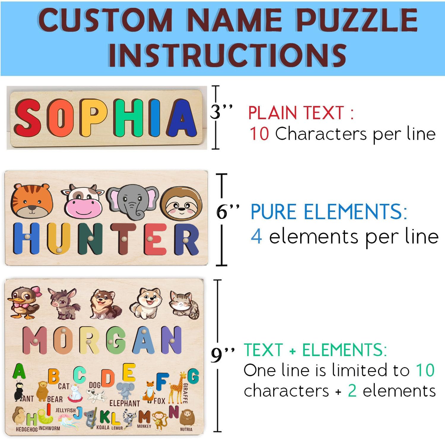 Personalized Wooden Name Puzzle for Toddlers 1-3 1