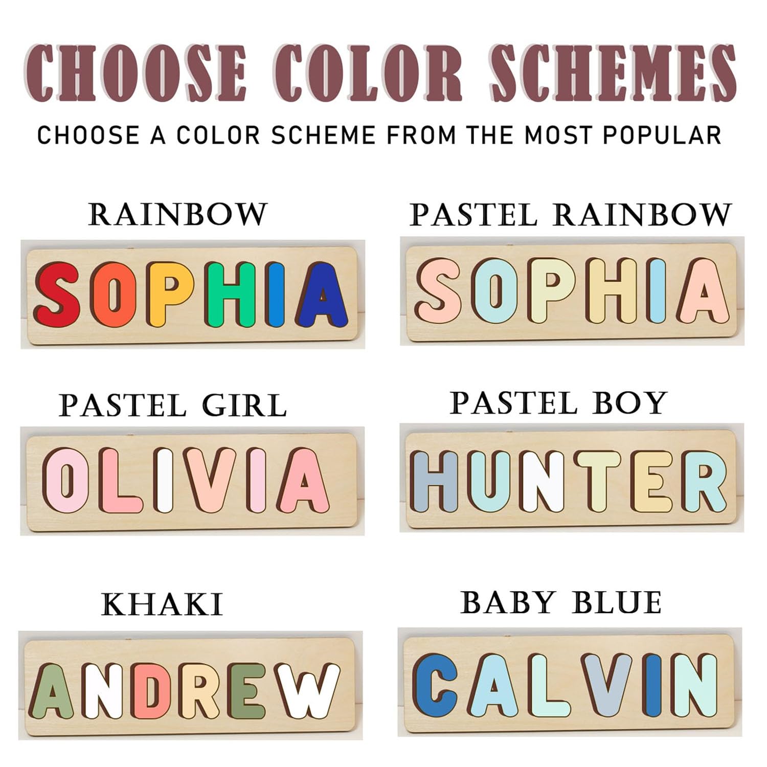 Personalized Wooden Name Puzzles for Toddlers 1-3
