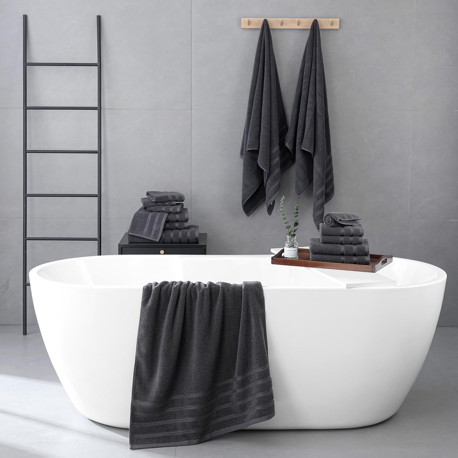 QAJ 16-Piece Bath Towels Set - 100 Cotton Soft and Durable