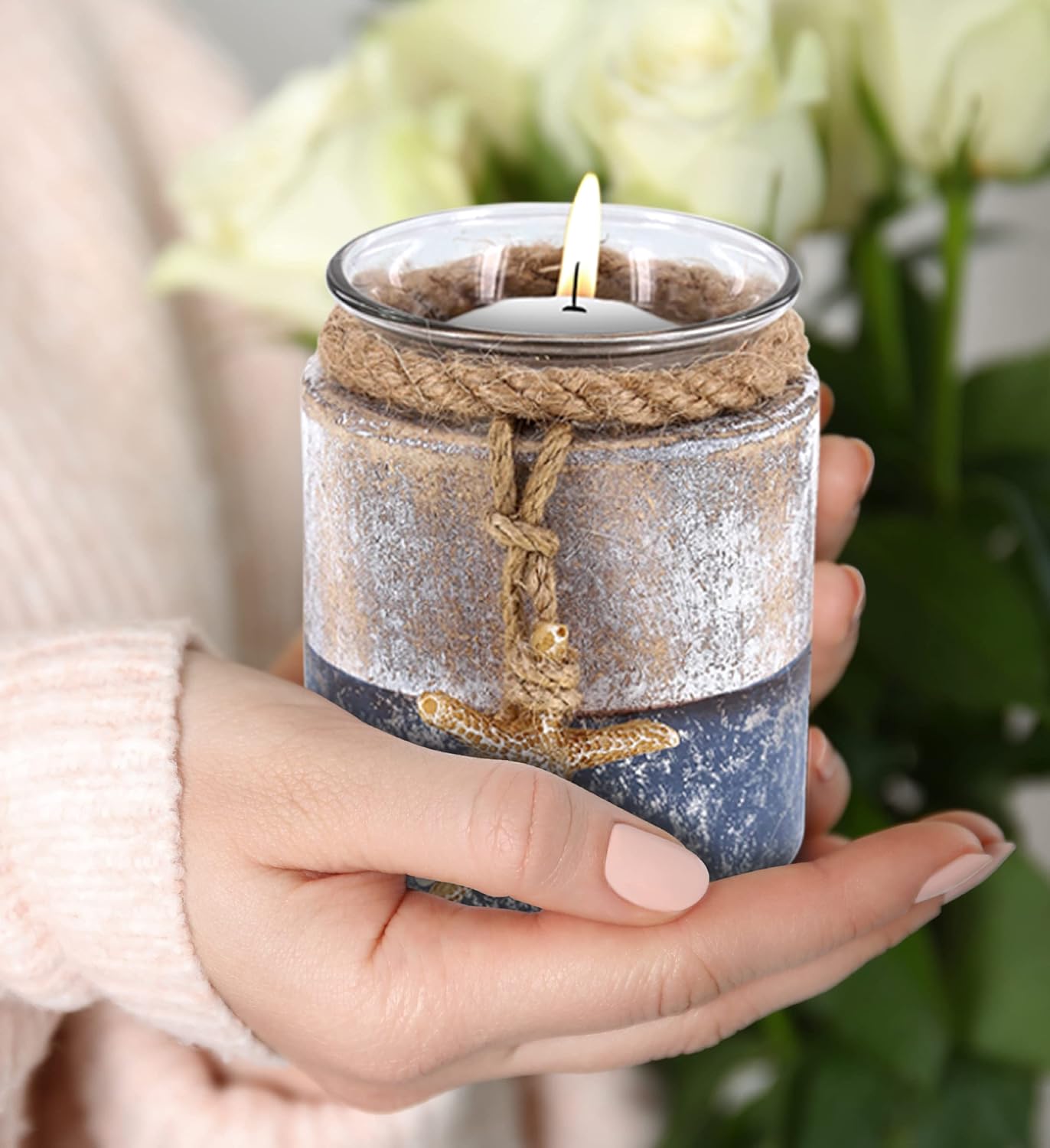 CoTa Global Silver Sea Starfish Candle Holder - Nautical Decor