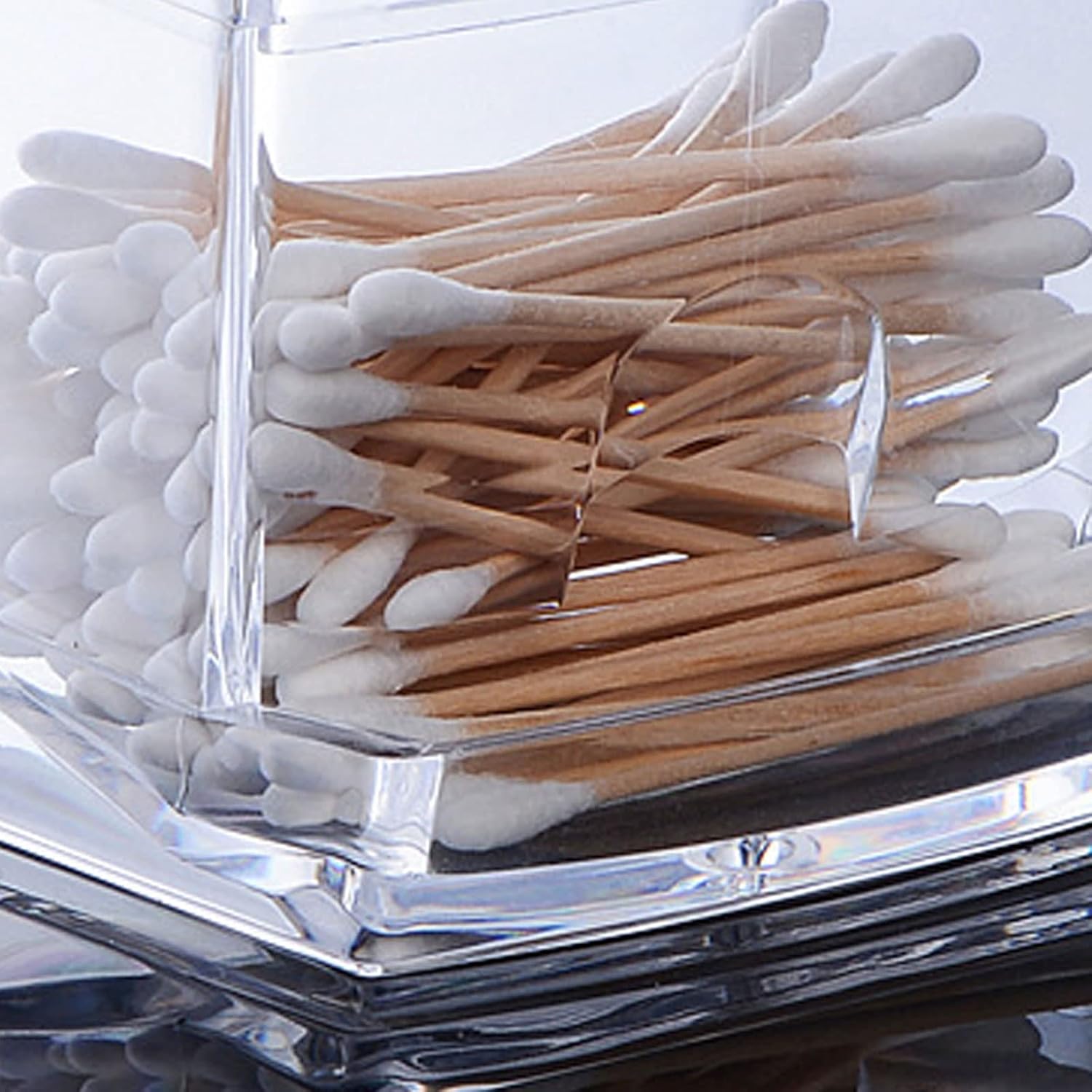 Khakho 2Pcs Clear Cotton Swab Holder with Lid