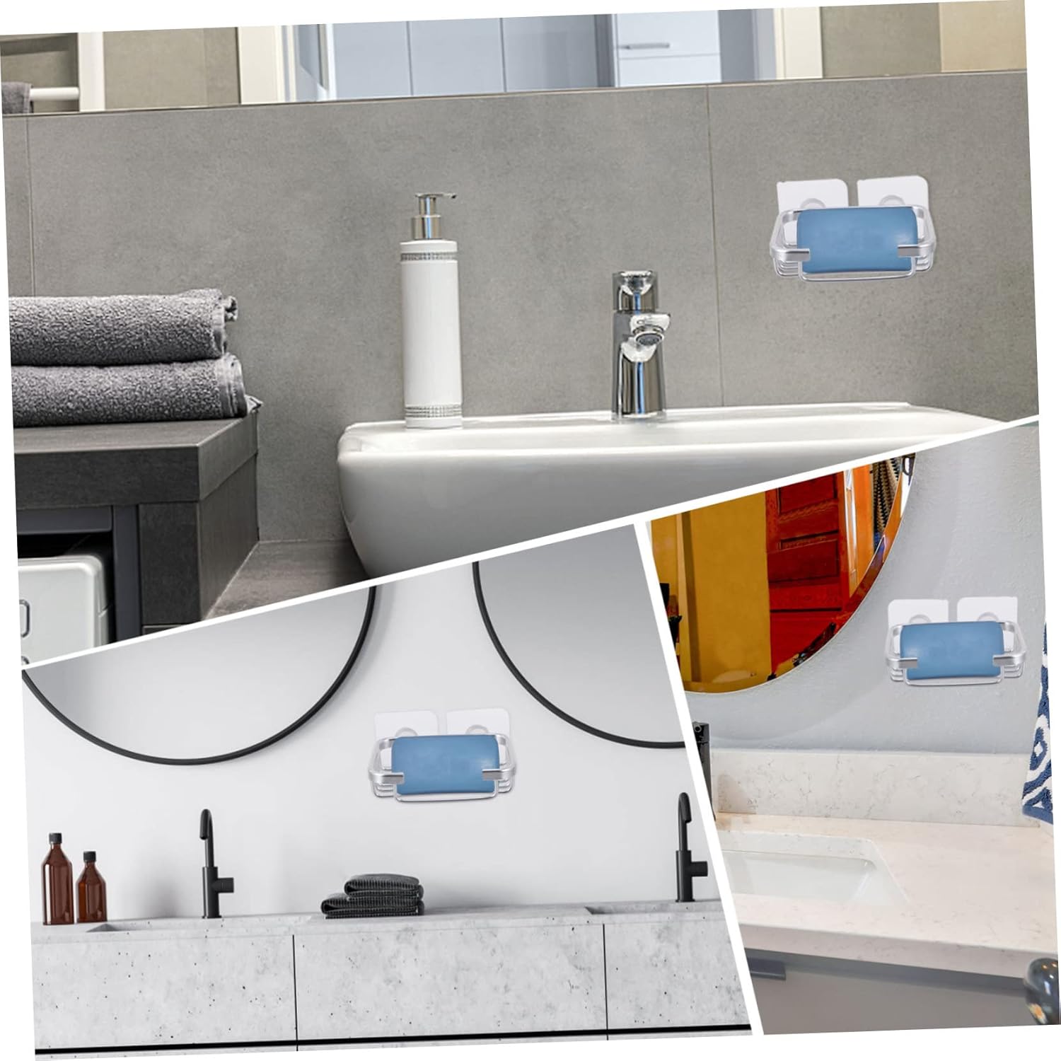 ETHZZLE No-Punch Wall Mount Soap Holder Silver
