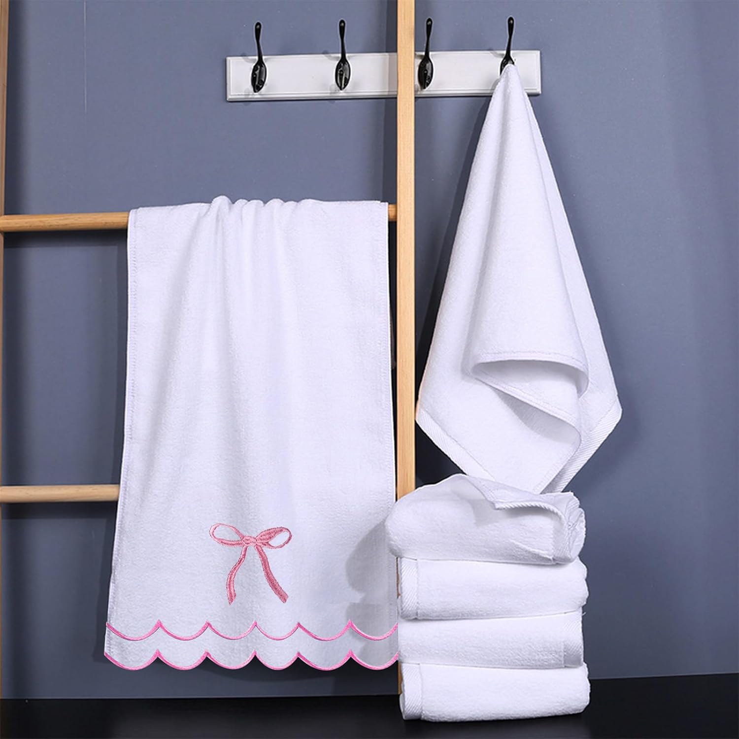 4 Set Cute Blue Coquette Bow Towels Set