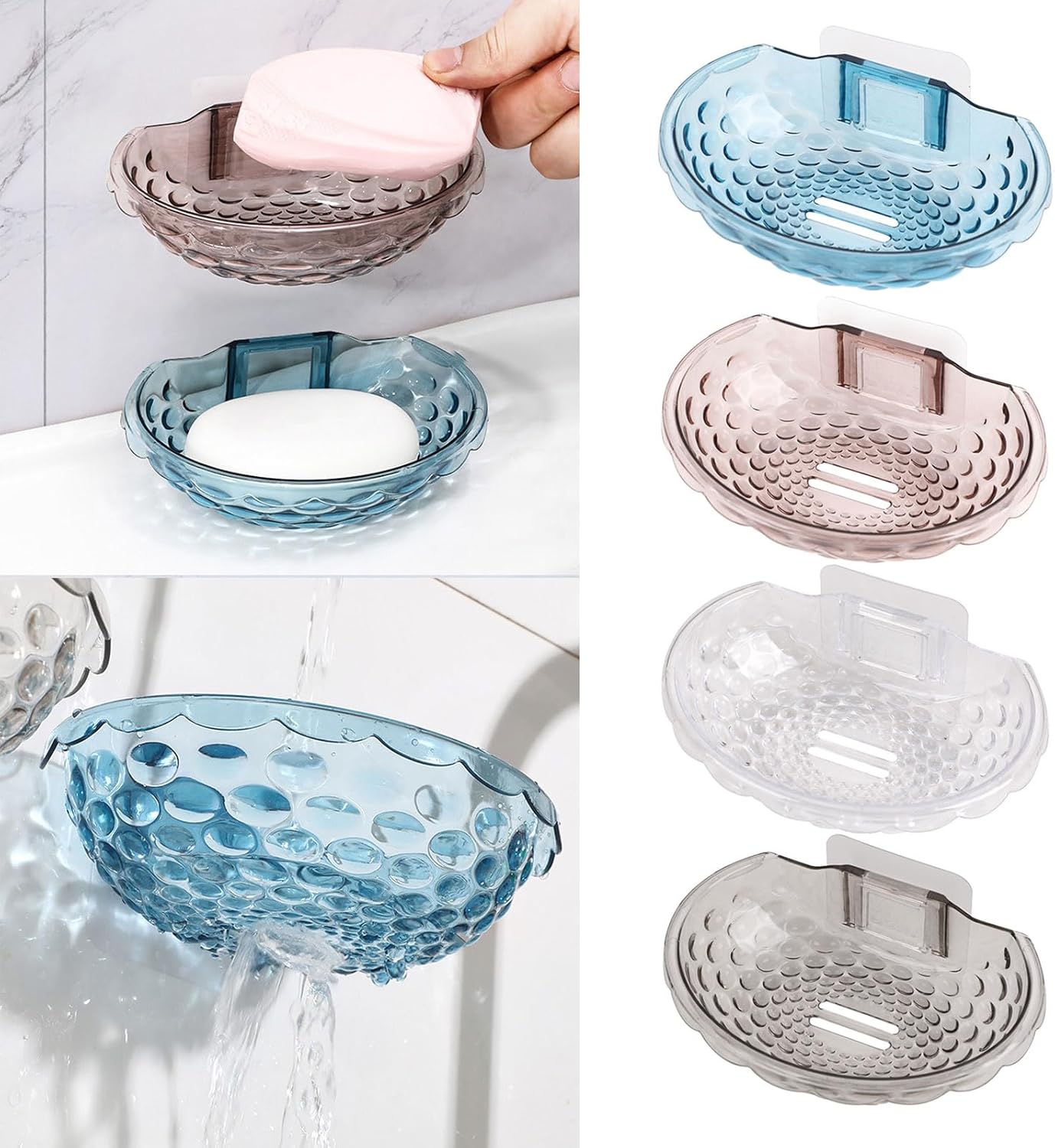 Wall Mounted Soap Holder No Drilling Self Adhesive Kitchen Bathroom Rack