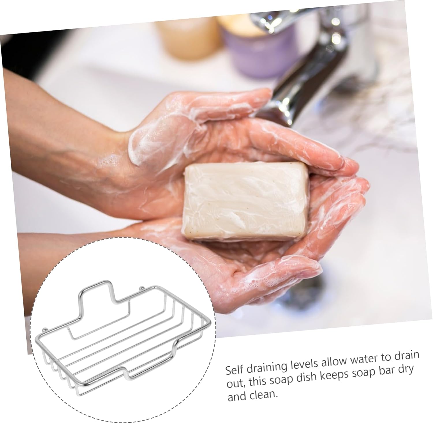 LIFKOME Wall-Mounted Soap Dish with Suction Cup for Bathroom Kitchen