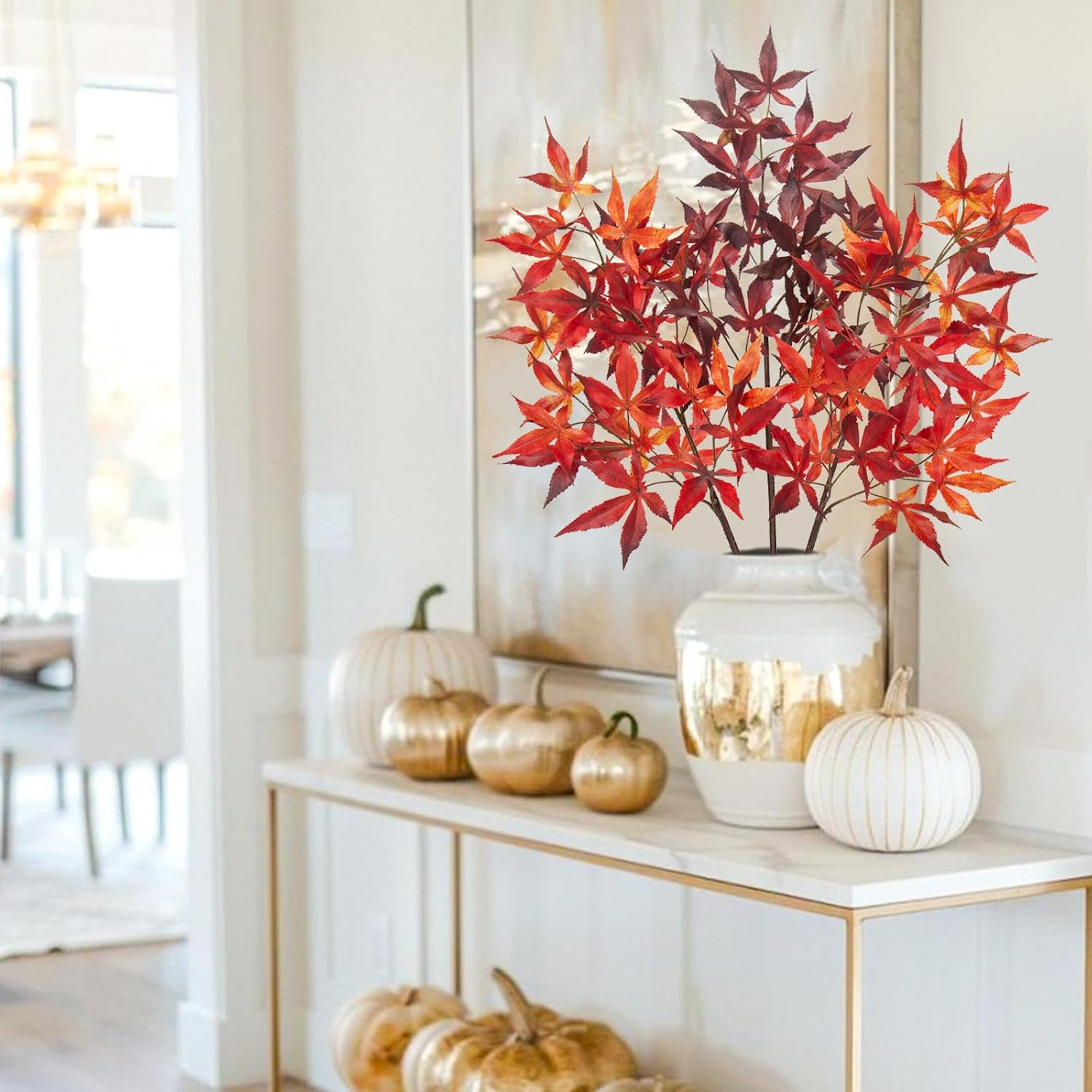 3Pcs Artificial Maple Leaf Branches 30 Fall Decor Stems