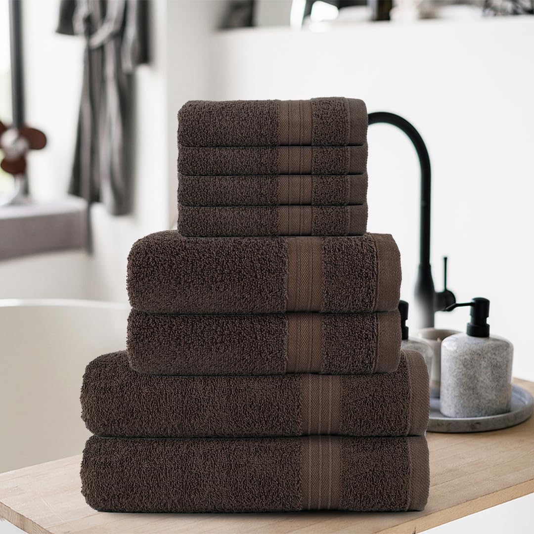 Textila 8-Piece Towel Set - Chocolate Brown 1