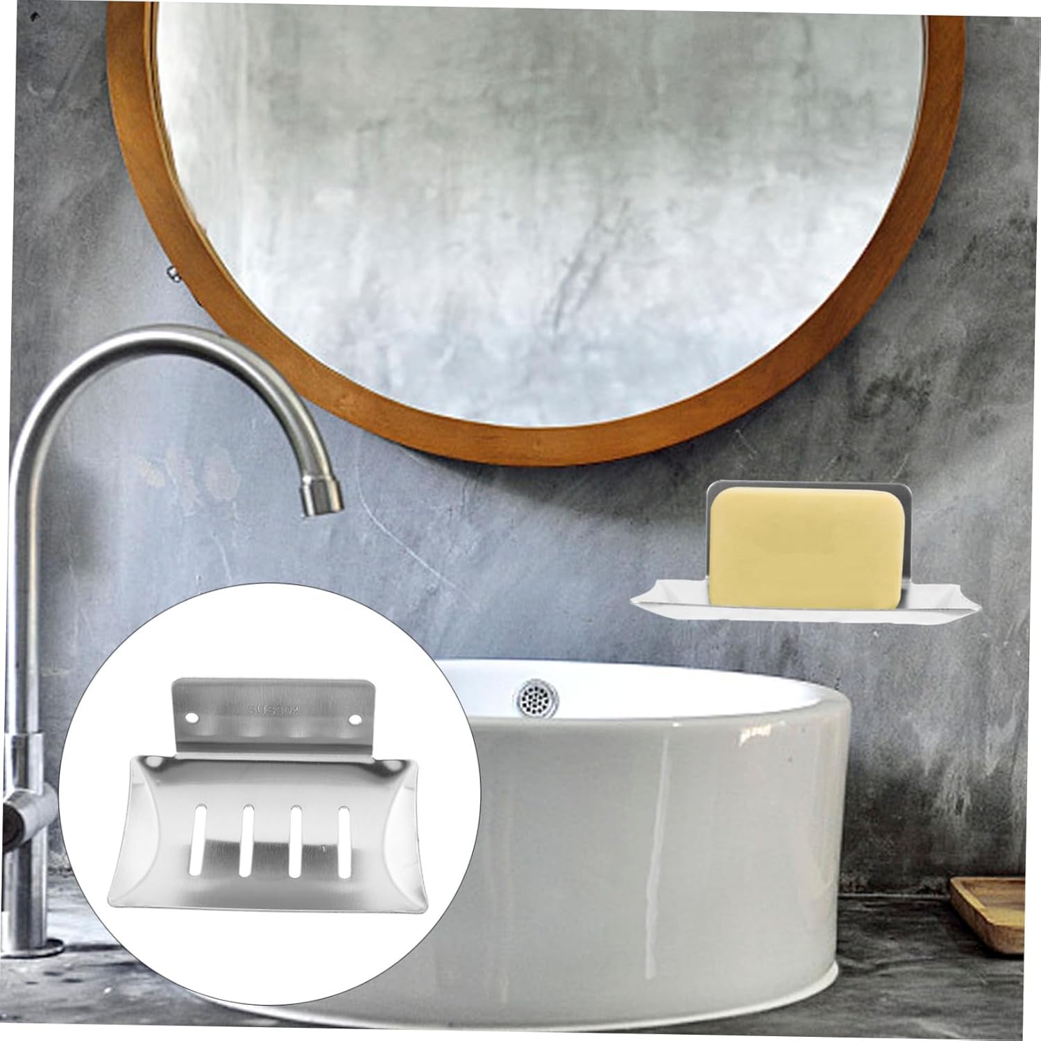 Stainless Steel Wall Mount Soap Dish for Bar Soap No Drilling Required