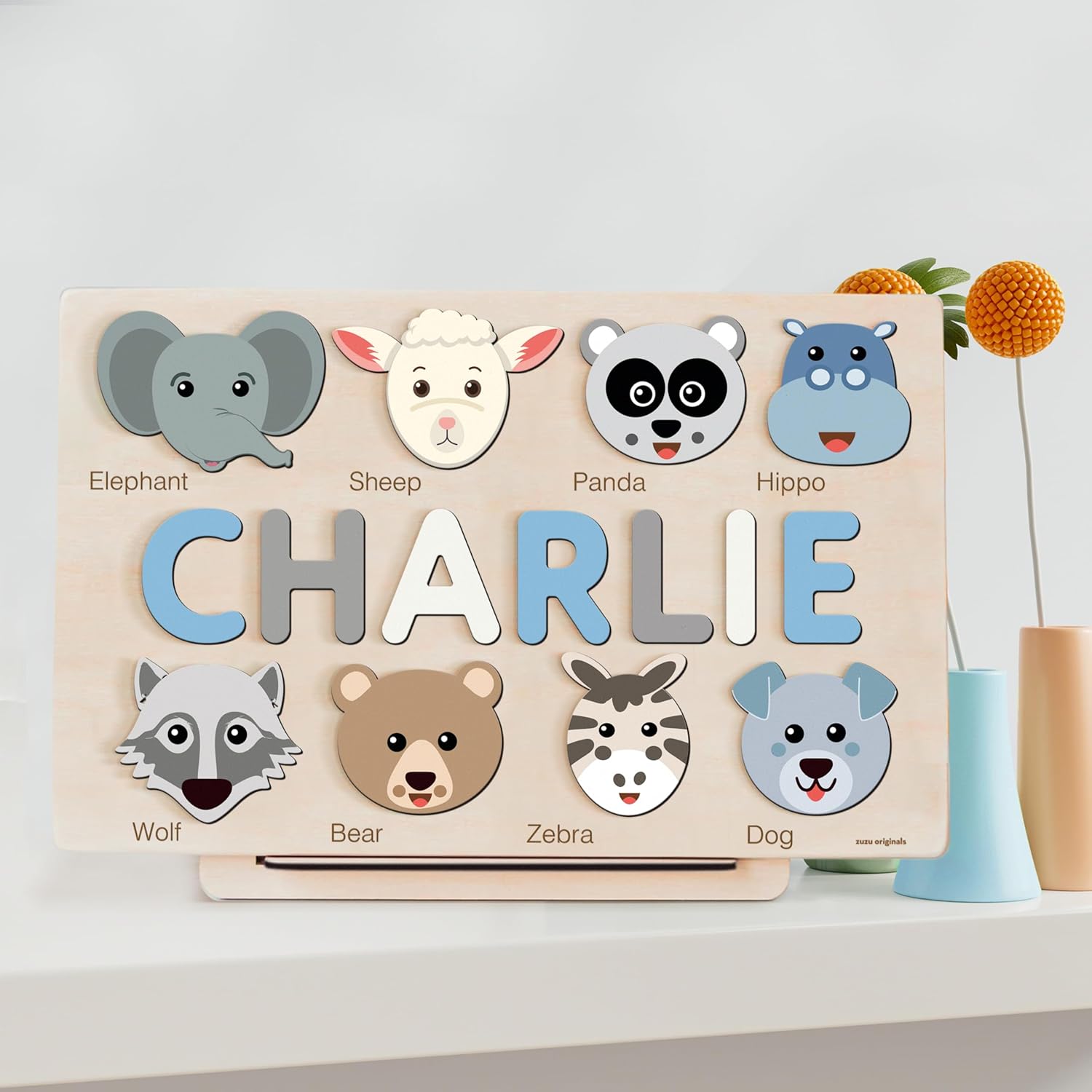 Zuzu Puzzle Personalized Baby Name with Animals