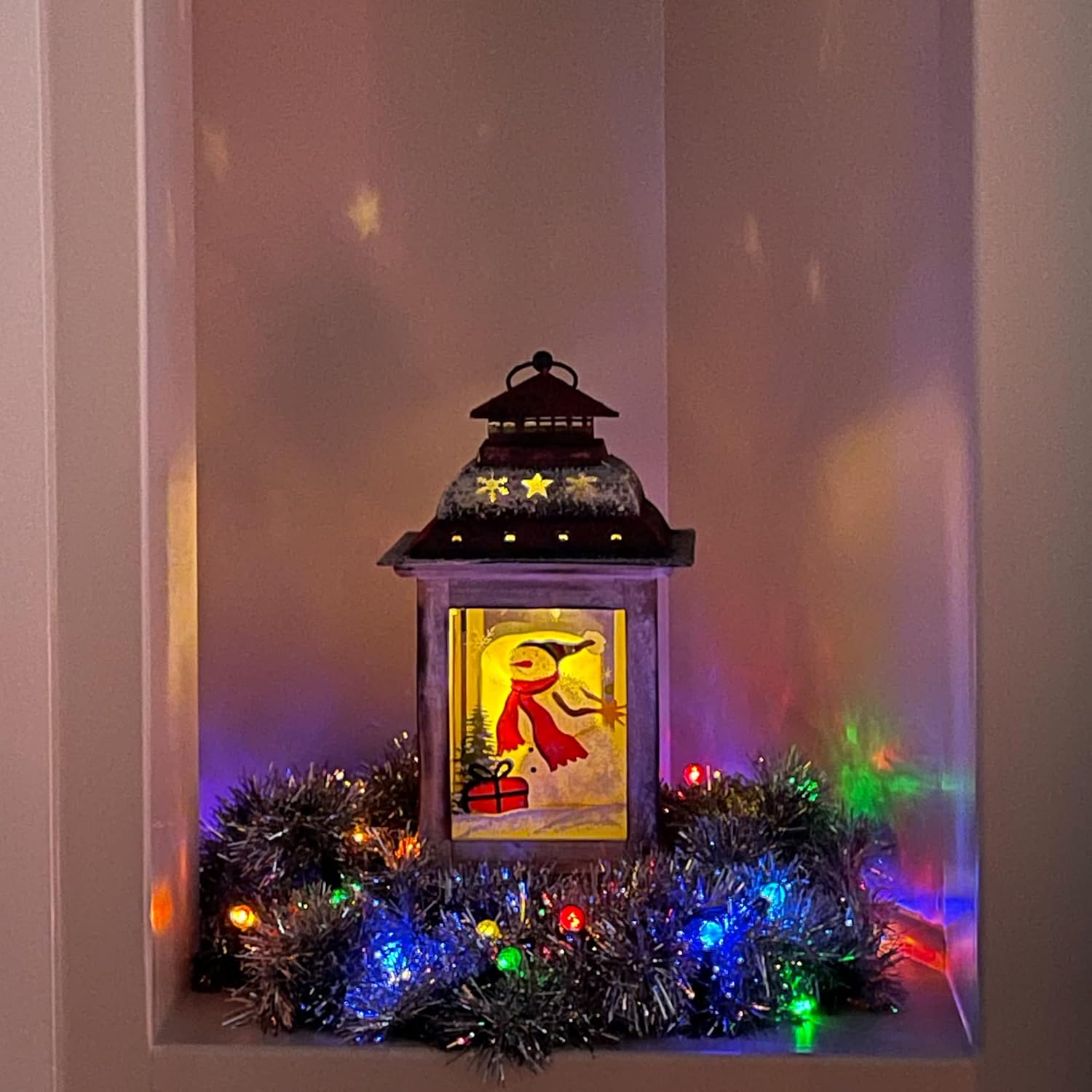 Northlight Snowman Christmas Pillar Candle Lantern 145 White