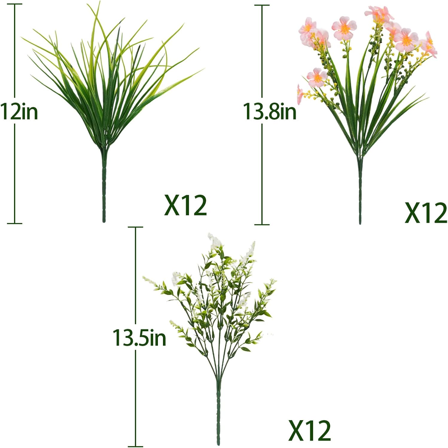 36pcs Mixed Pink Artificial Plants for Outdoor Decor