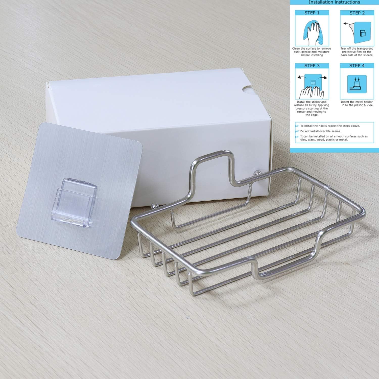 Admeya Adhesive Soap Dish with Powerful Wall Mount