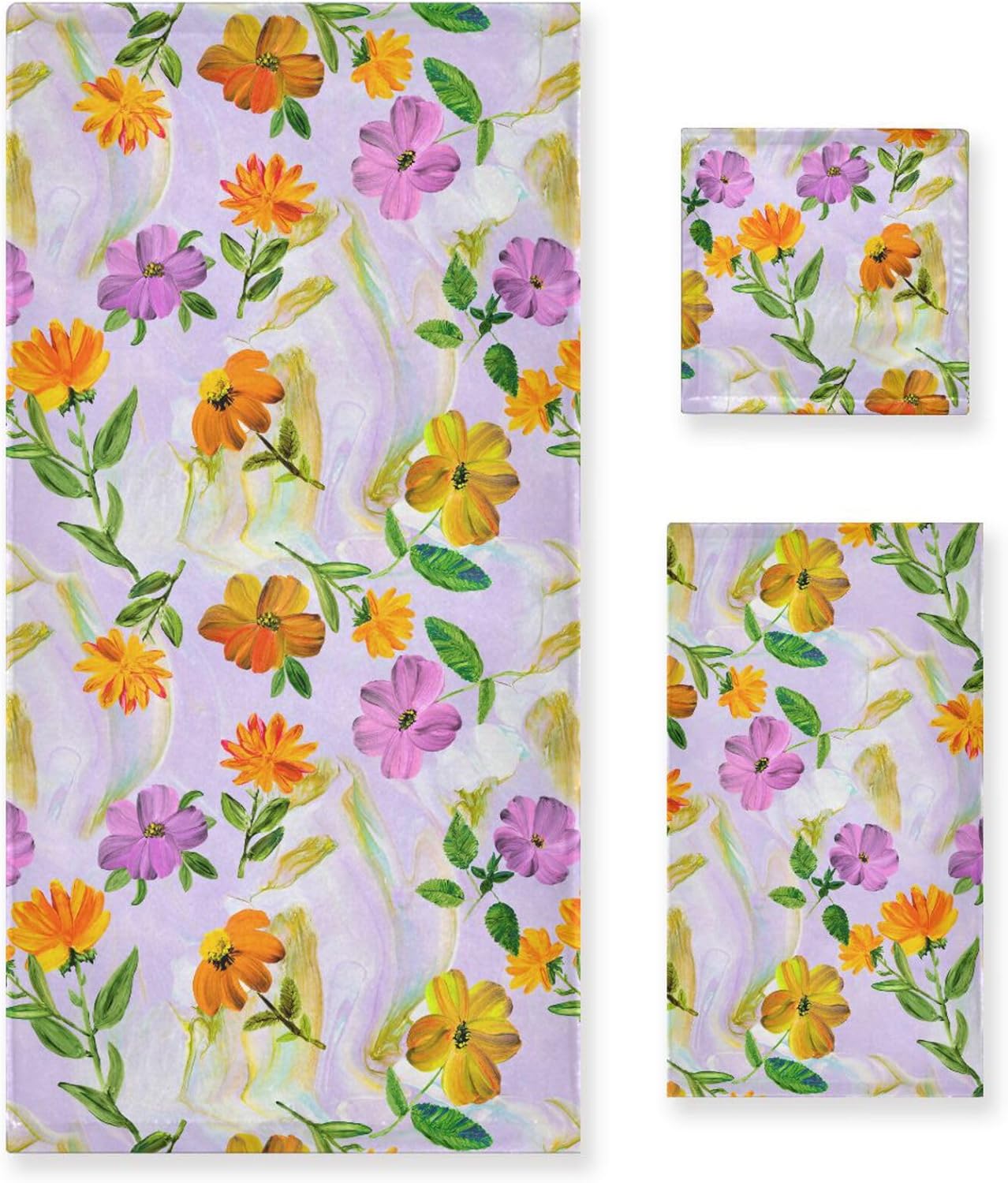 Senya Flower Bath Towels Set of 3 1