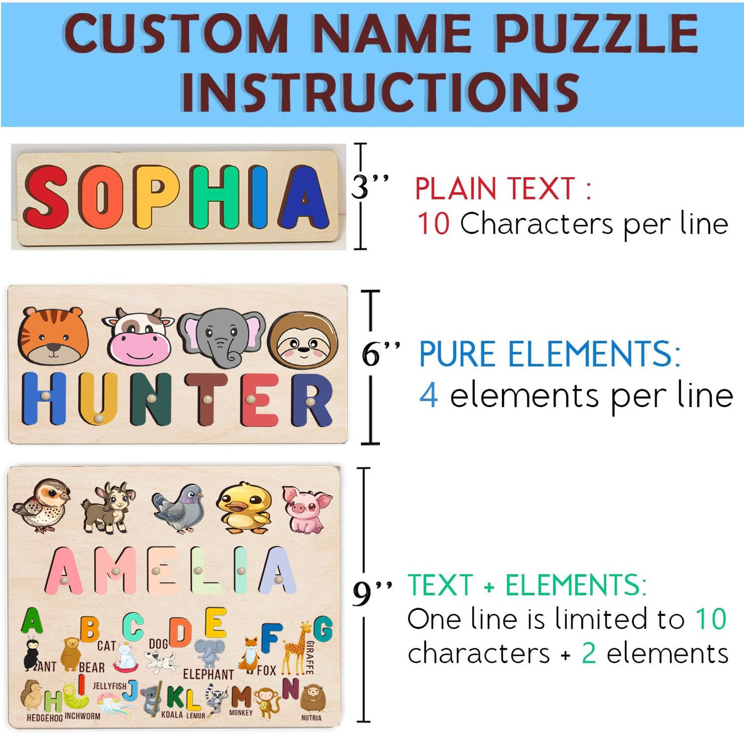Personalized Wooden Name Puzzle for Baby Toddler 1