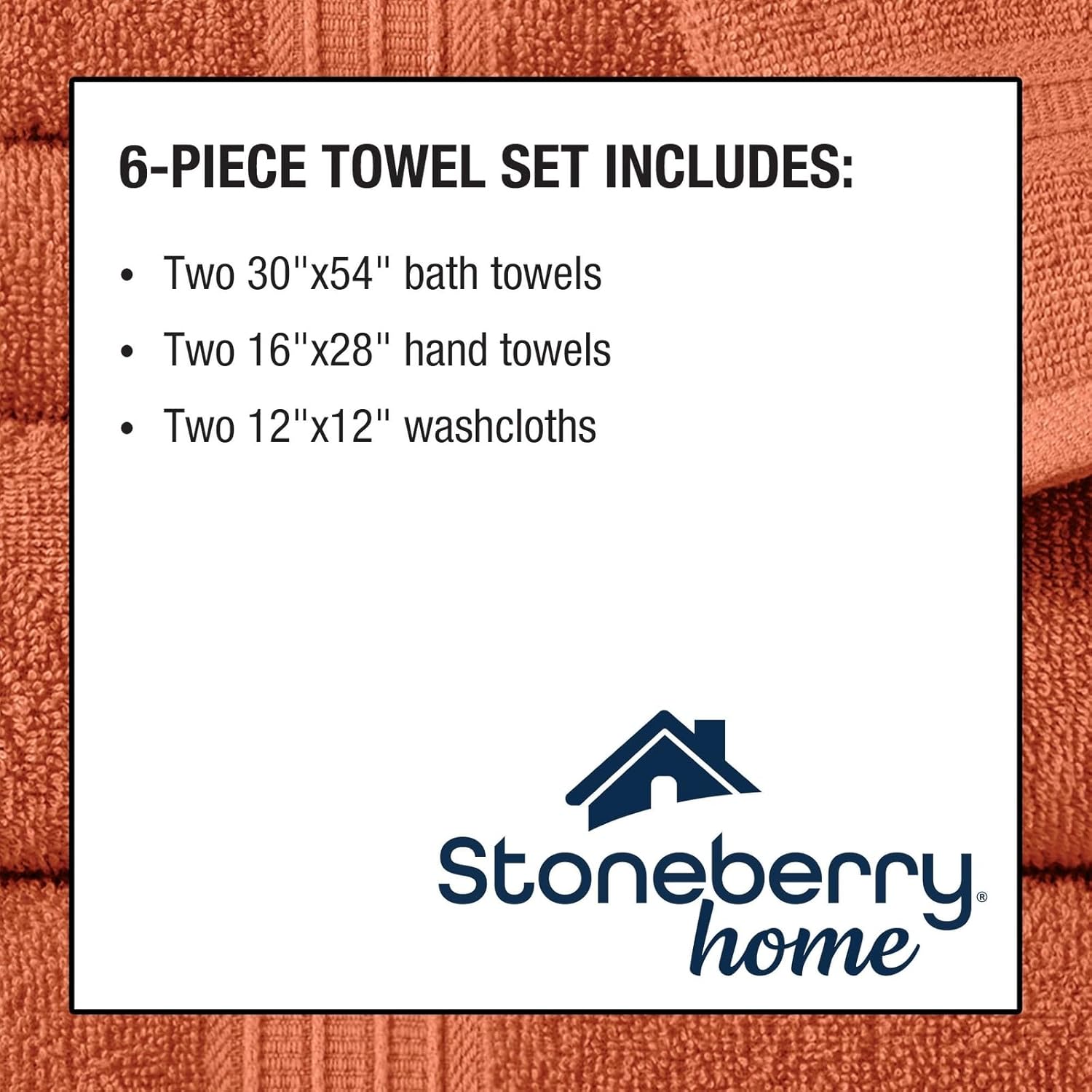 Stoneberry Home 6-Piece Towel Set with Bath Hand and Washcloths