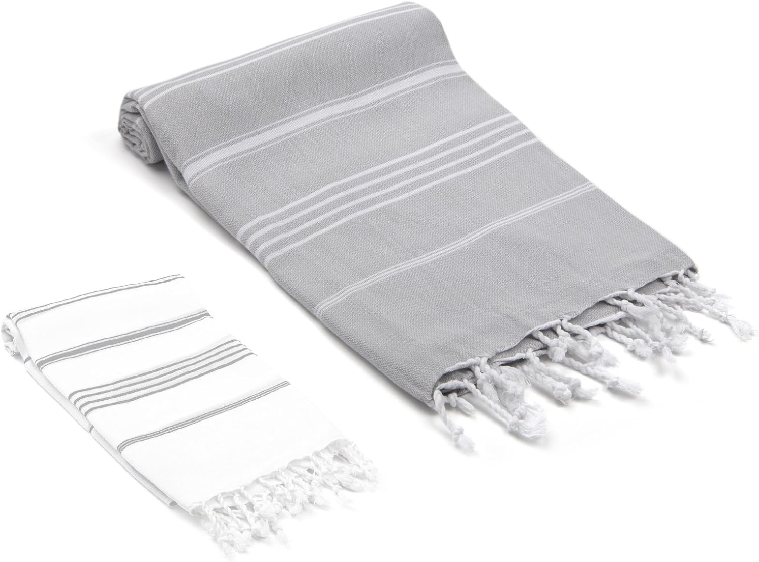 OliveLinen Turkish Towel Set Light Gray 1