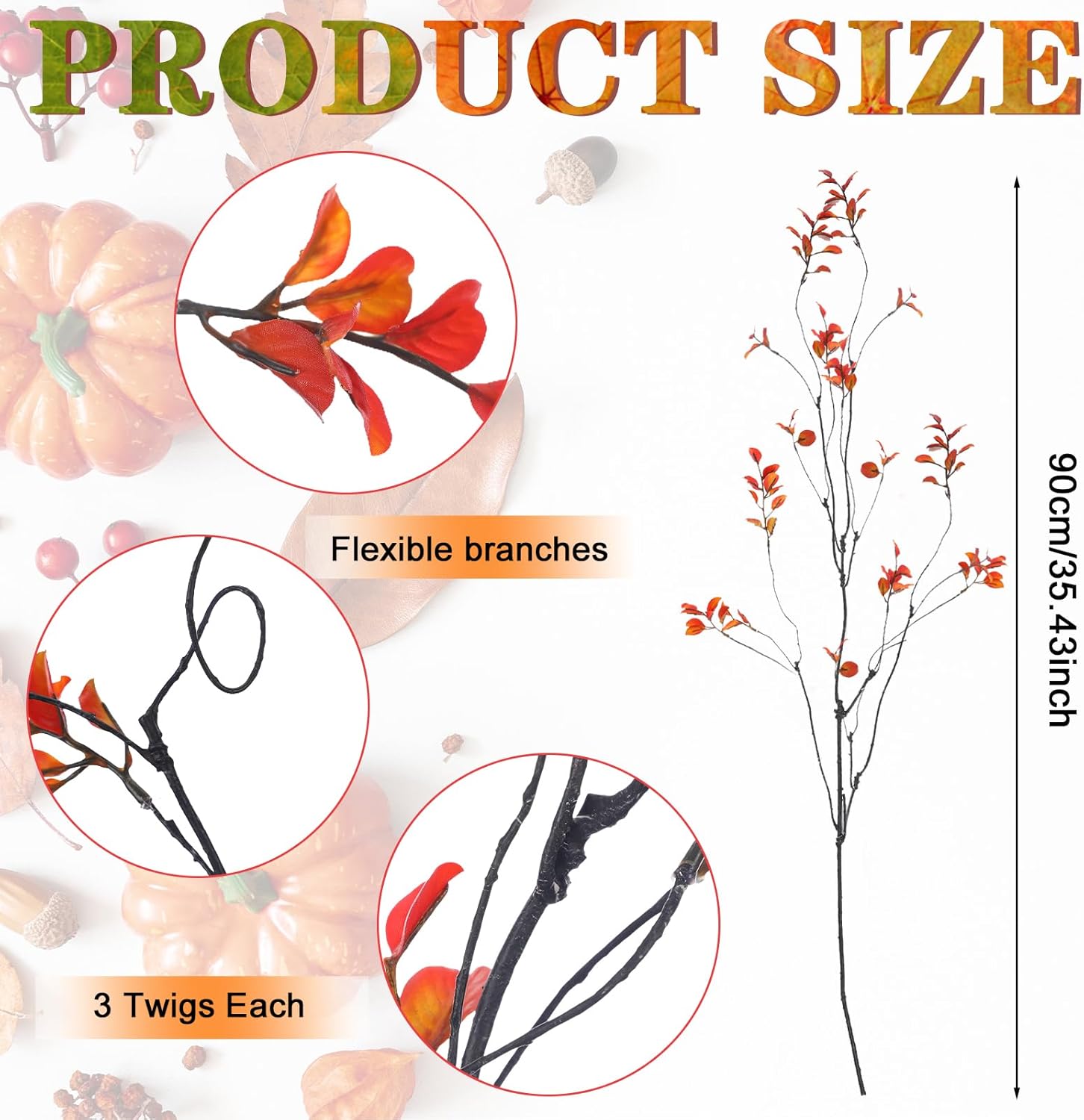 Riceshoot 6 Pcs Artificial Autumn Leaves Branches