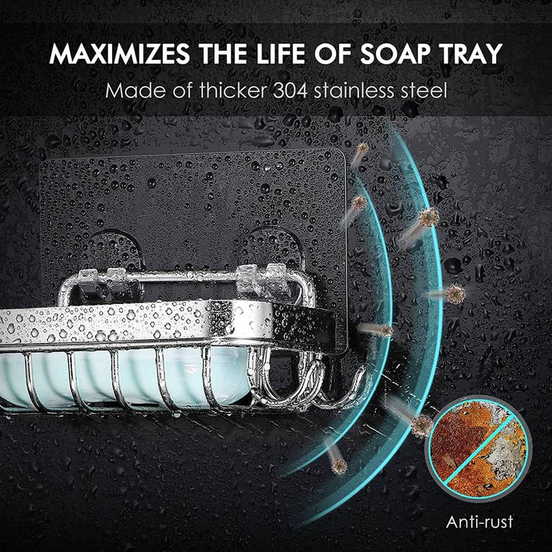 Senmubery 2Pcs Shower Wall Soap Dish Holder with Hooks 1