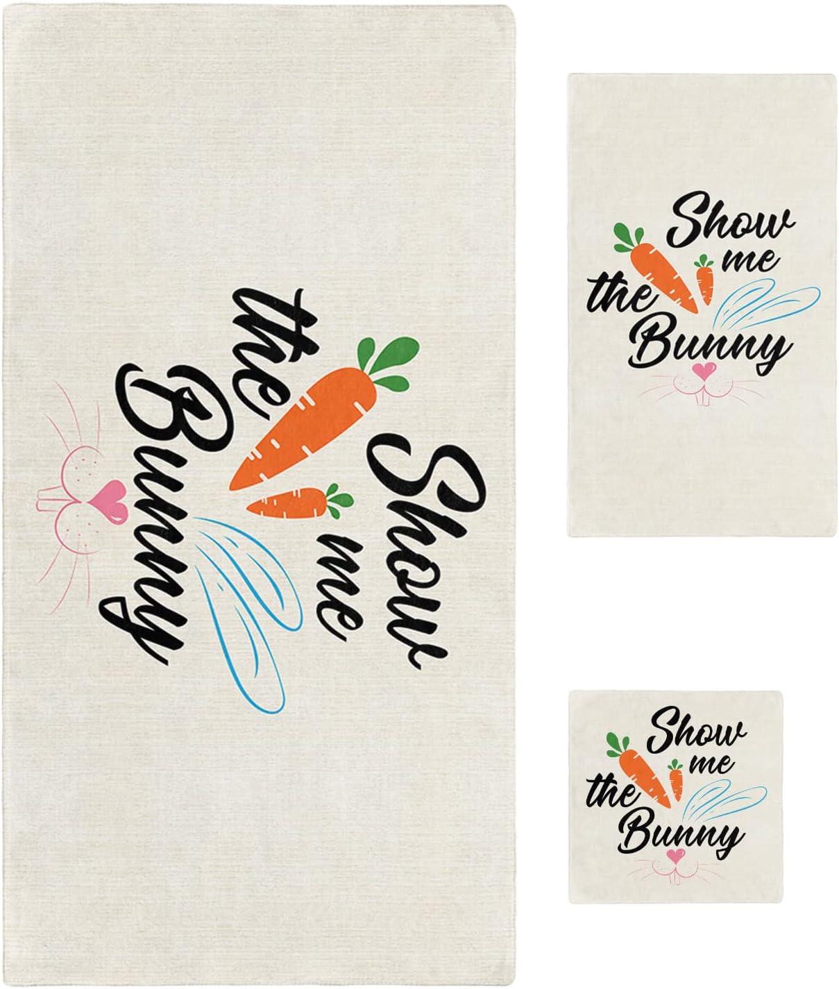Chees D Zone Spring Easter Bunny Carrot Bath Towel Set