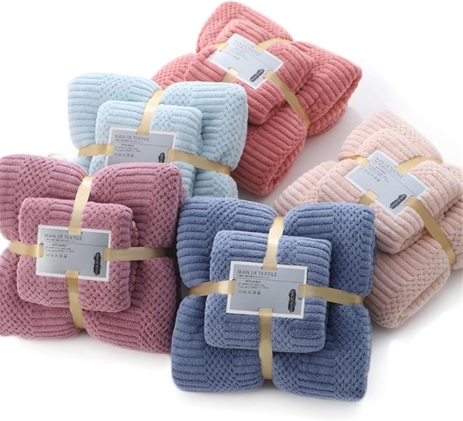 Coral Velvet Bath Towel Set of 6 with Washcloth