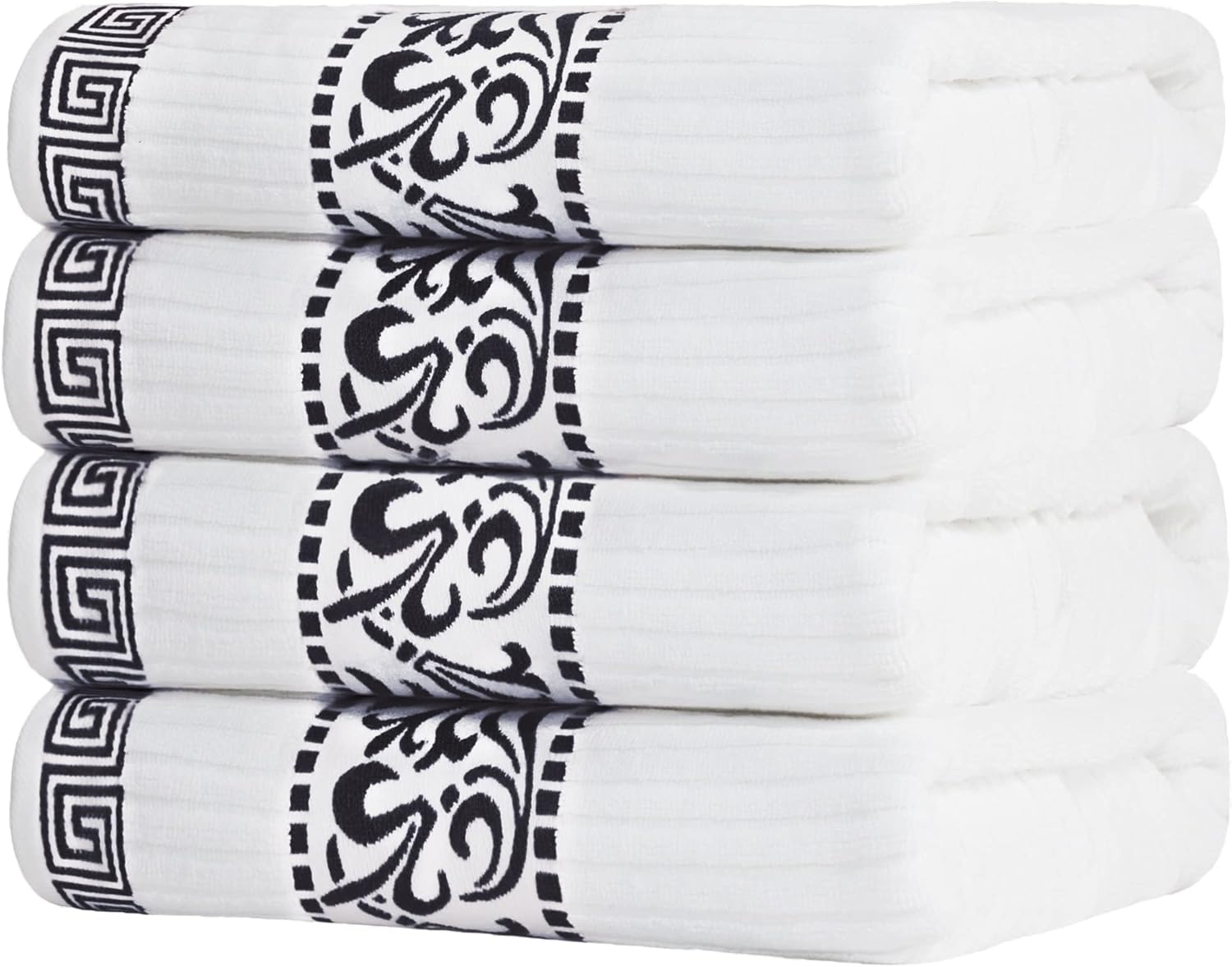 Superior 4-Piece Bath Towel Set with Greek Trim