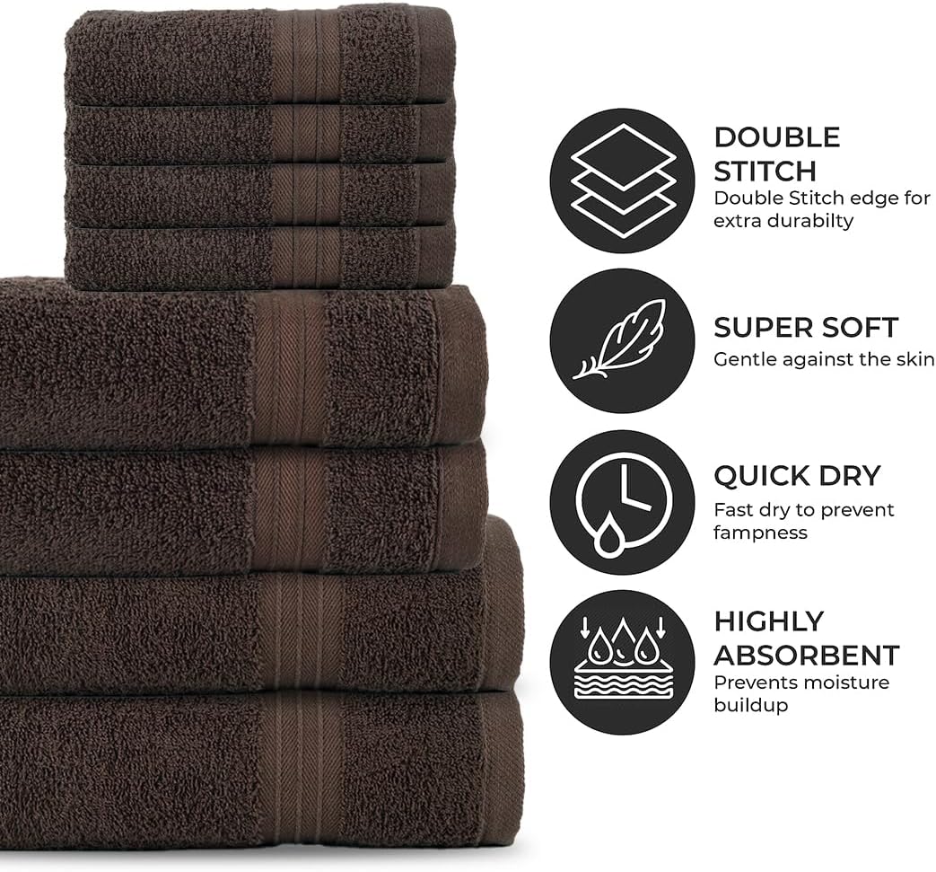 Textila 8-Piece Towel Set - Chocolate Brown 1