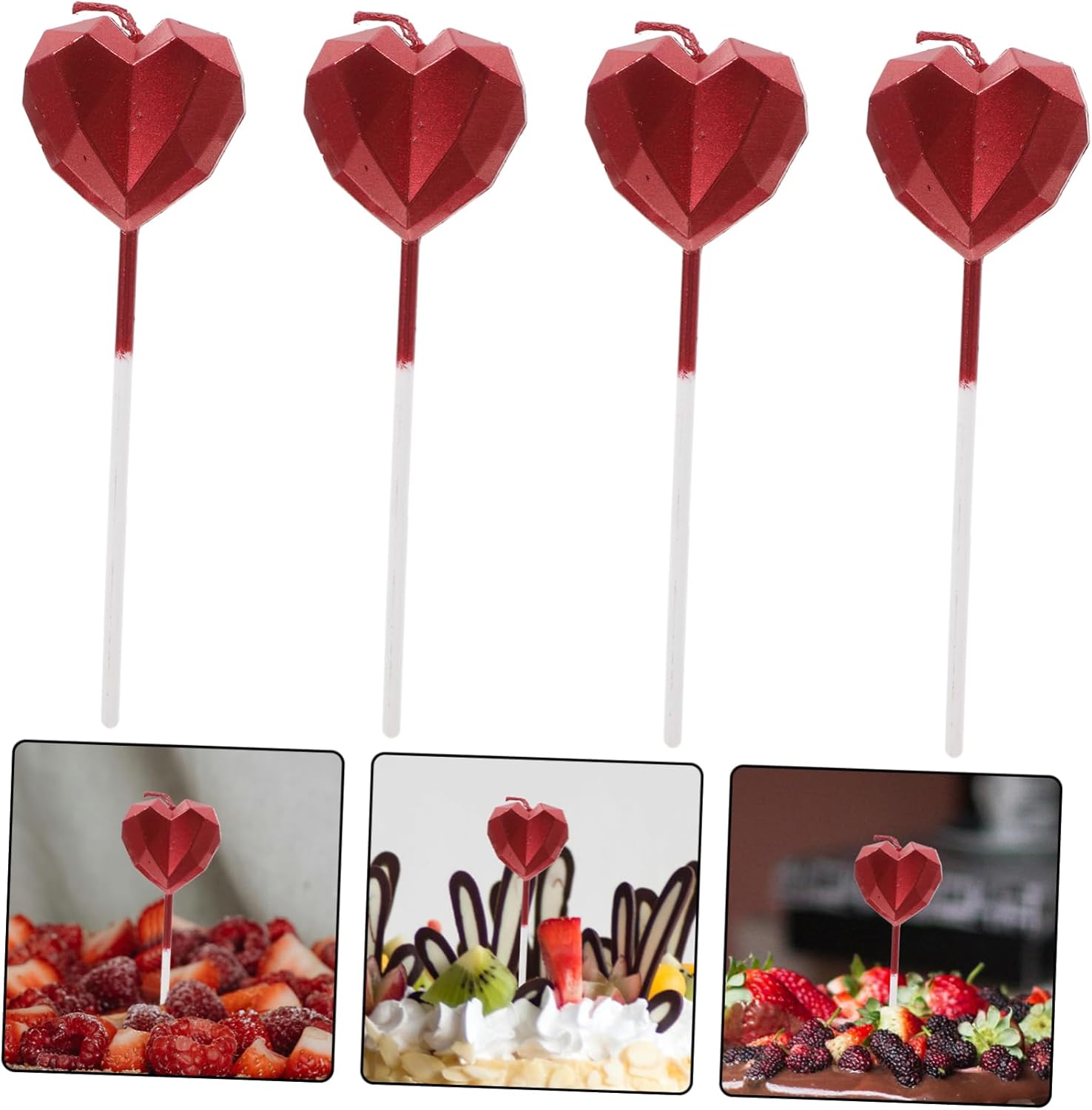 Happyyami 8pcs Unique Heart Birthday Candles