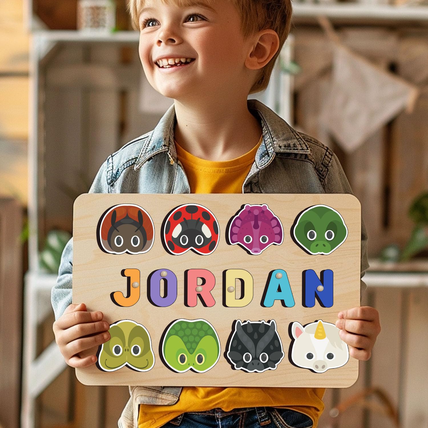 Personalized Wooden Name Puzzle For Kids 1-3 Years