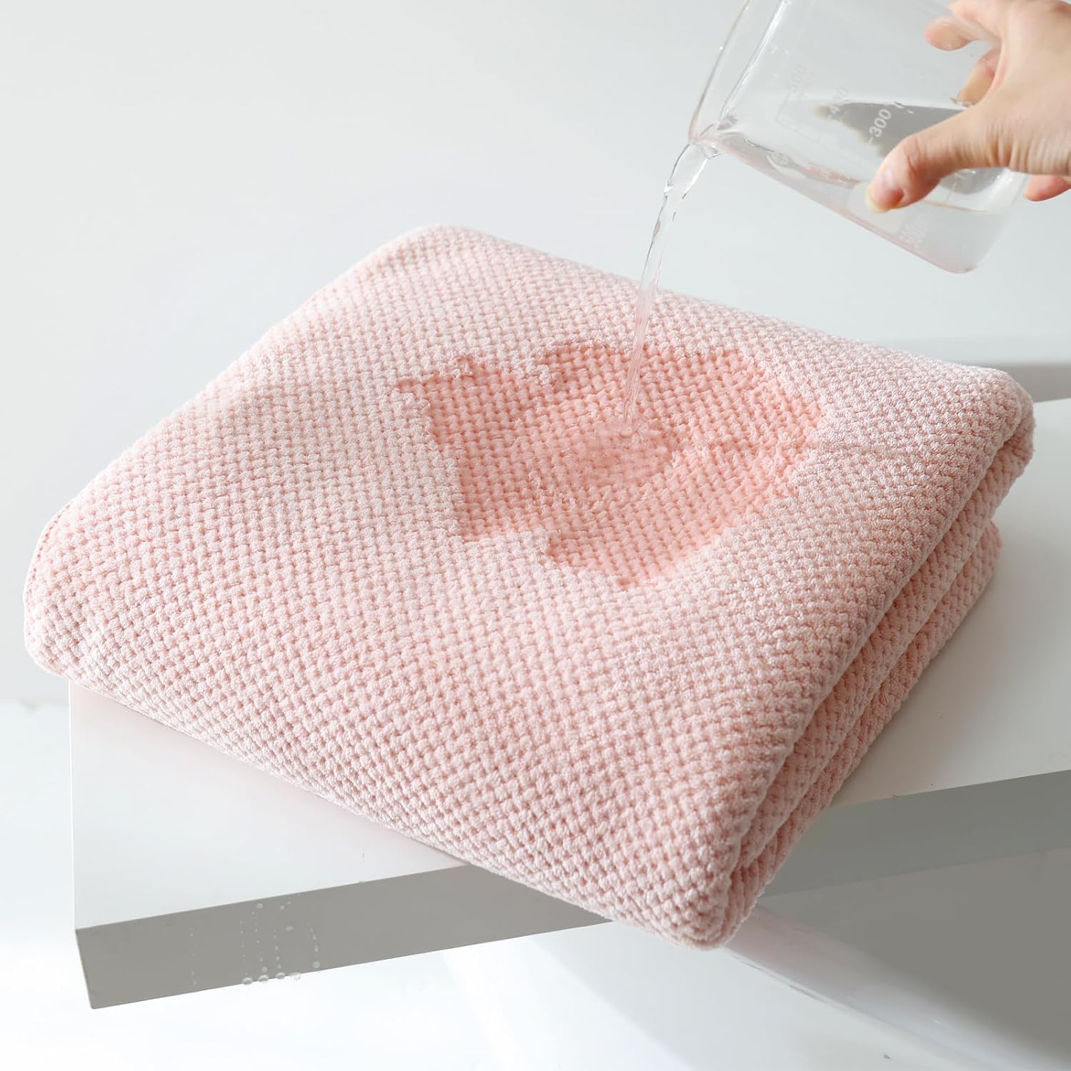 Akzpe 30x60 Inch Large Bath Towel Set 6PCS Microfiber Luxury Towels Pink