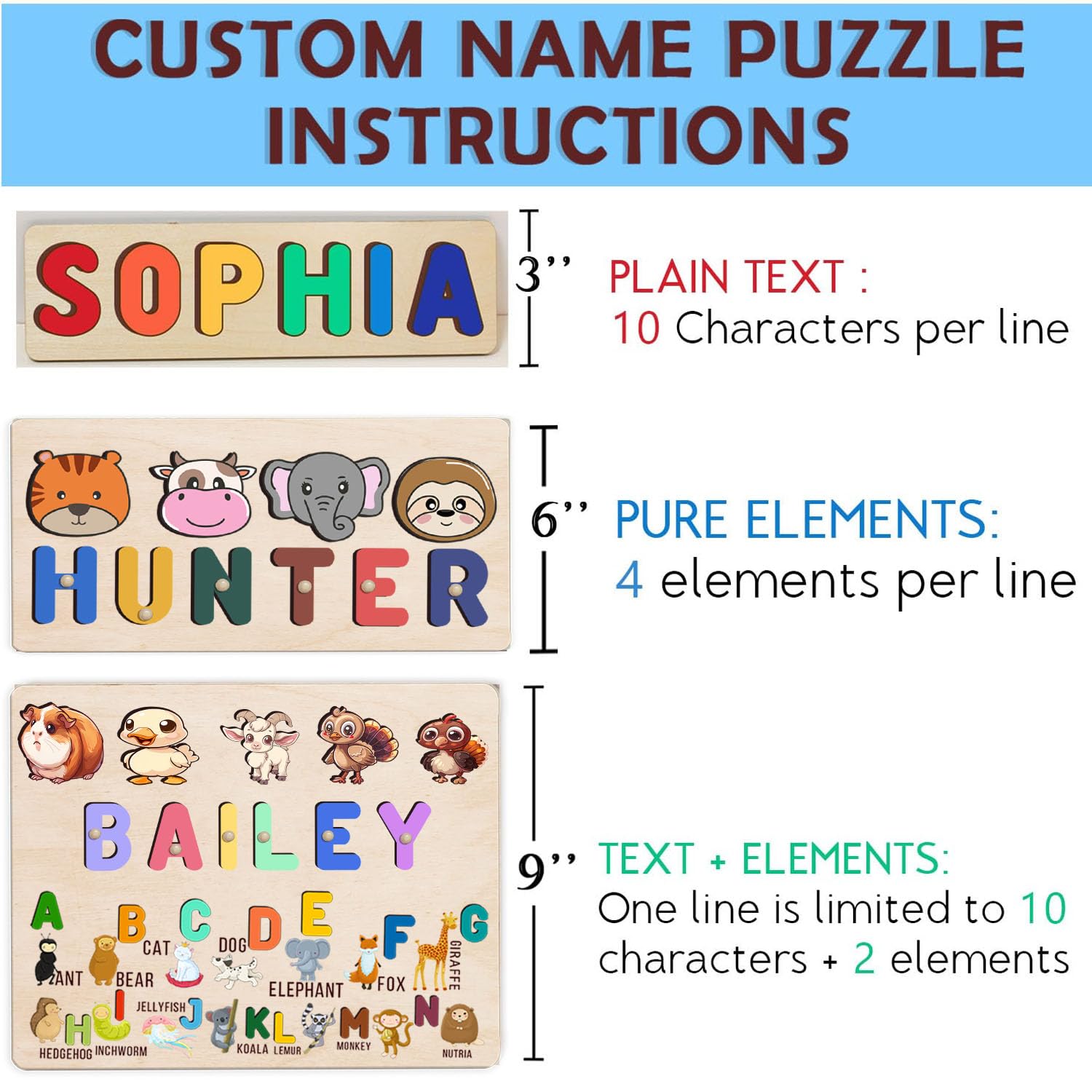 Personalized Wooden Name Puzzle for Kids 1-3 Years 1