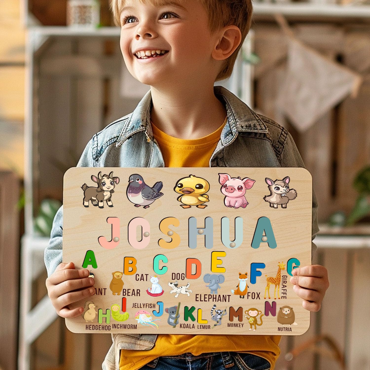 Personalized Wooden Name Puzzles for Toddlers 1-3