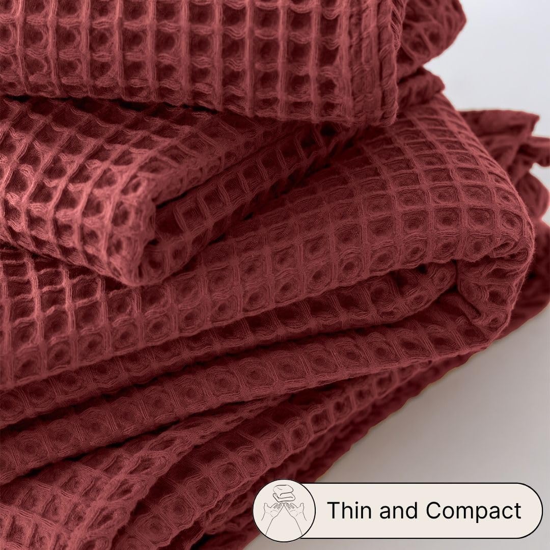 Viva Maison Red Waffle Bath Towel Set of 2