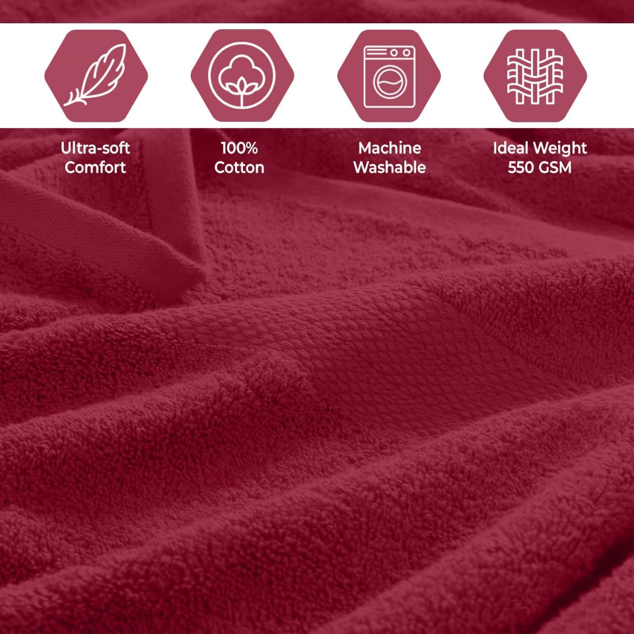 QUBA LINEN 8-Piece Towel Set Burgundy