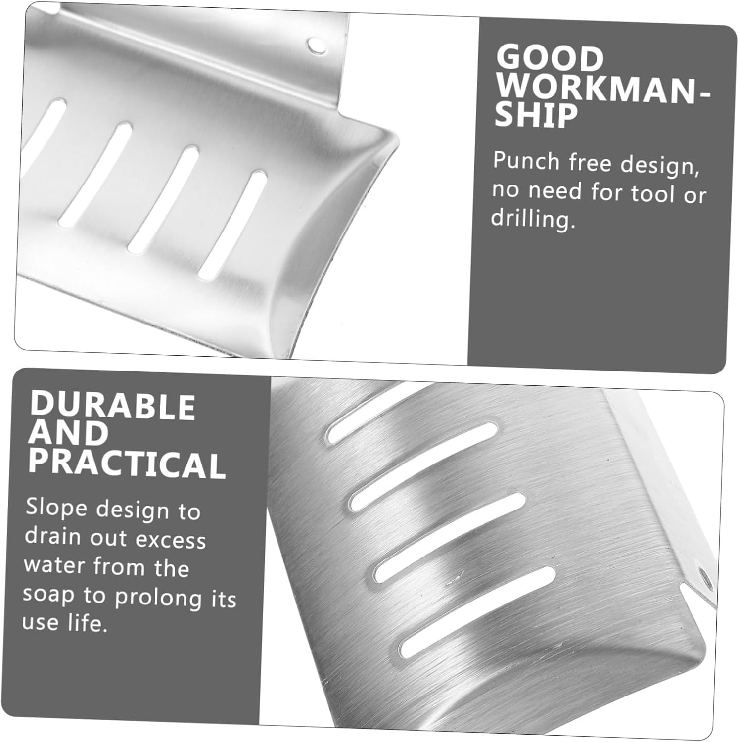 Ciieeo Wall Soap Holder Silver Draining Rack