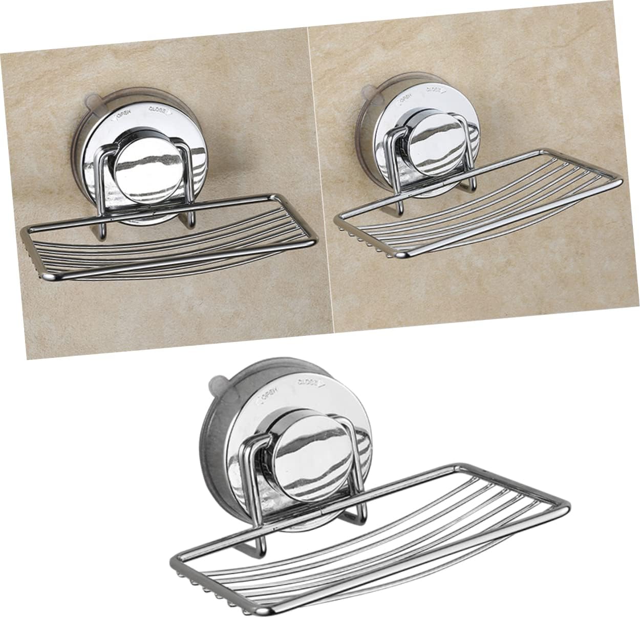 Anneome Suction Cup Soap Dish Holder Stainless Steel Easy Install No Drill
