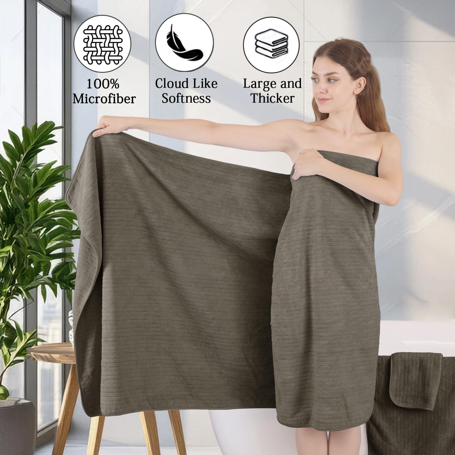 Hailea 18-Piece Family Bath Towel Set - Brown