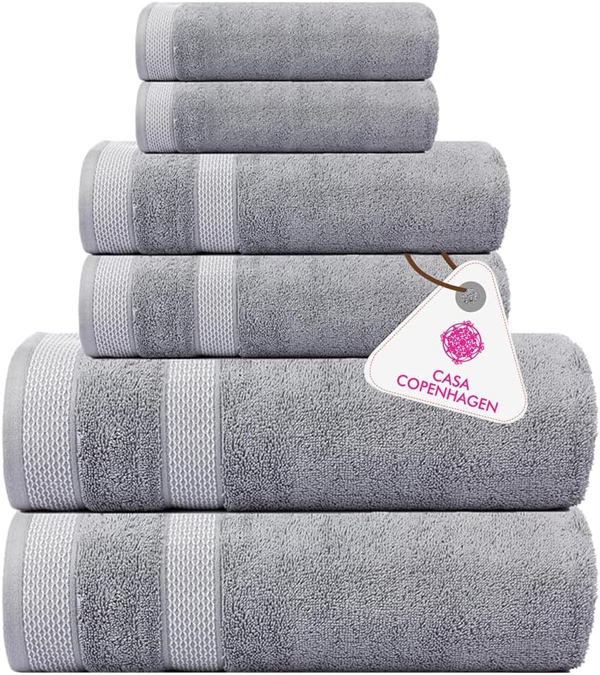 CASA COPENHAGEN Grey Violet Turkish Towel Set 6 Piece
