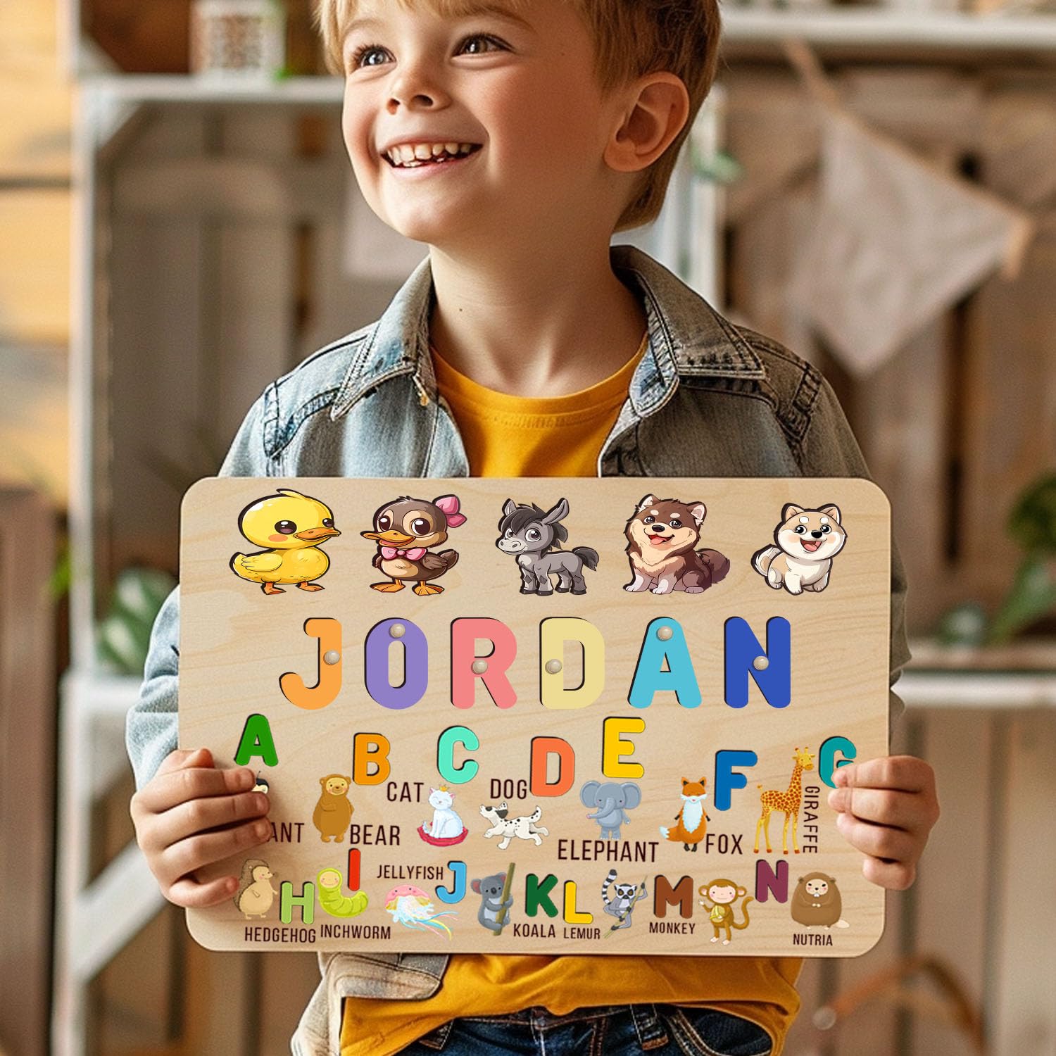 Personalized Wooden Name Puzzle for Baby Toddler