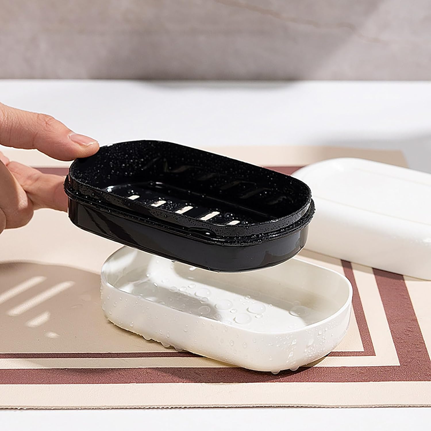 Loyliawa Double Layer Soap Dish with Lid and Draining Rack