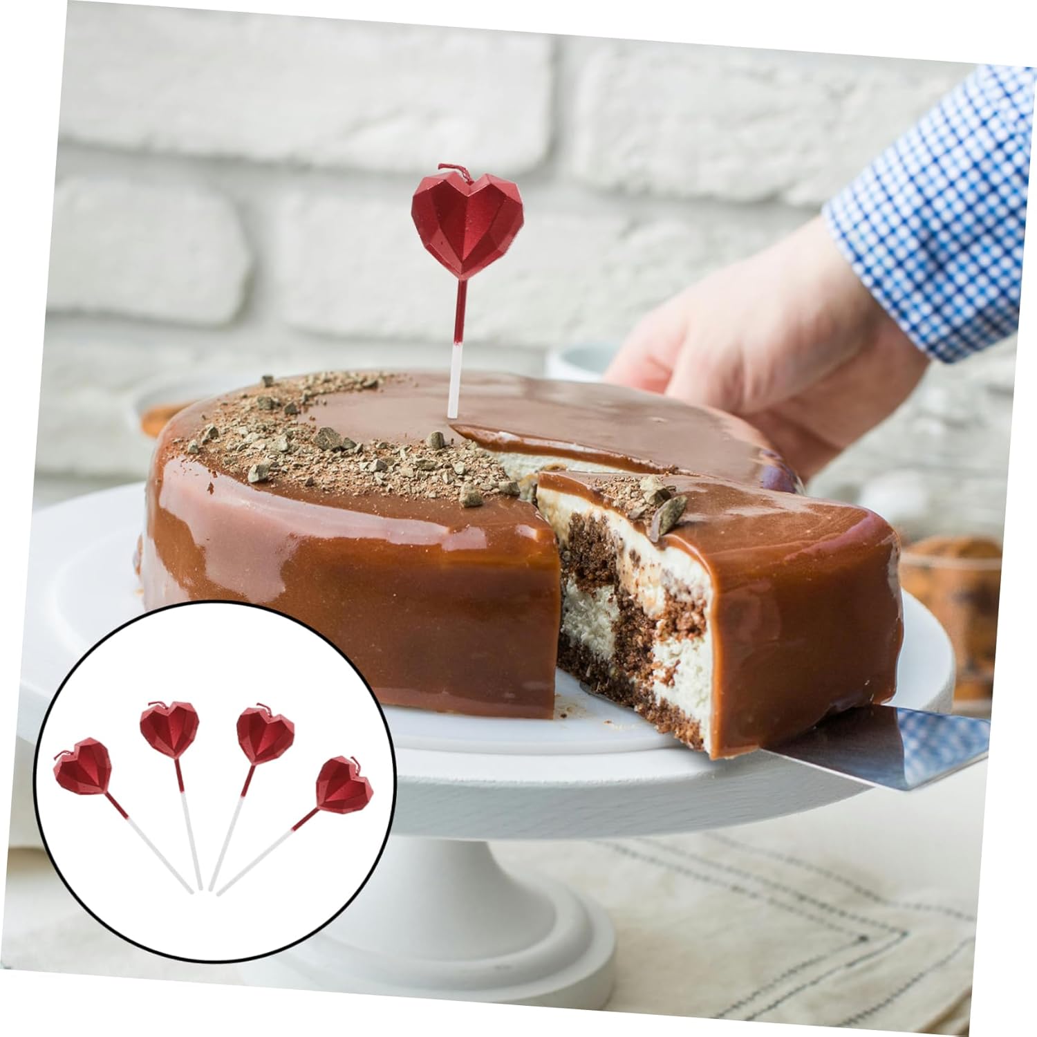 Happyyami 8pcs Unique Heart Birthday Candles