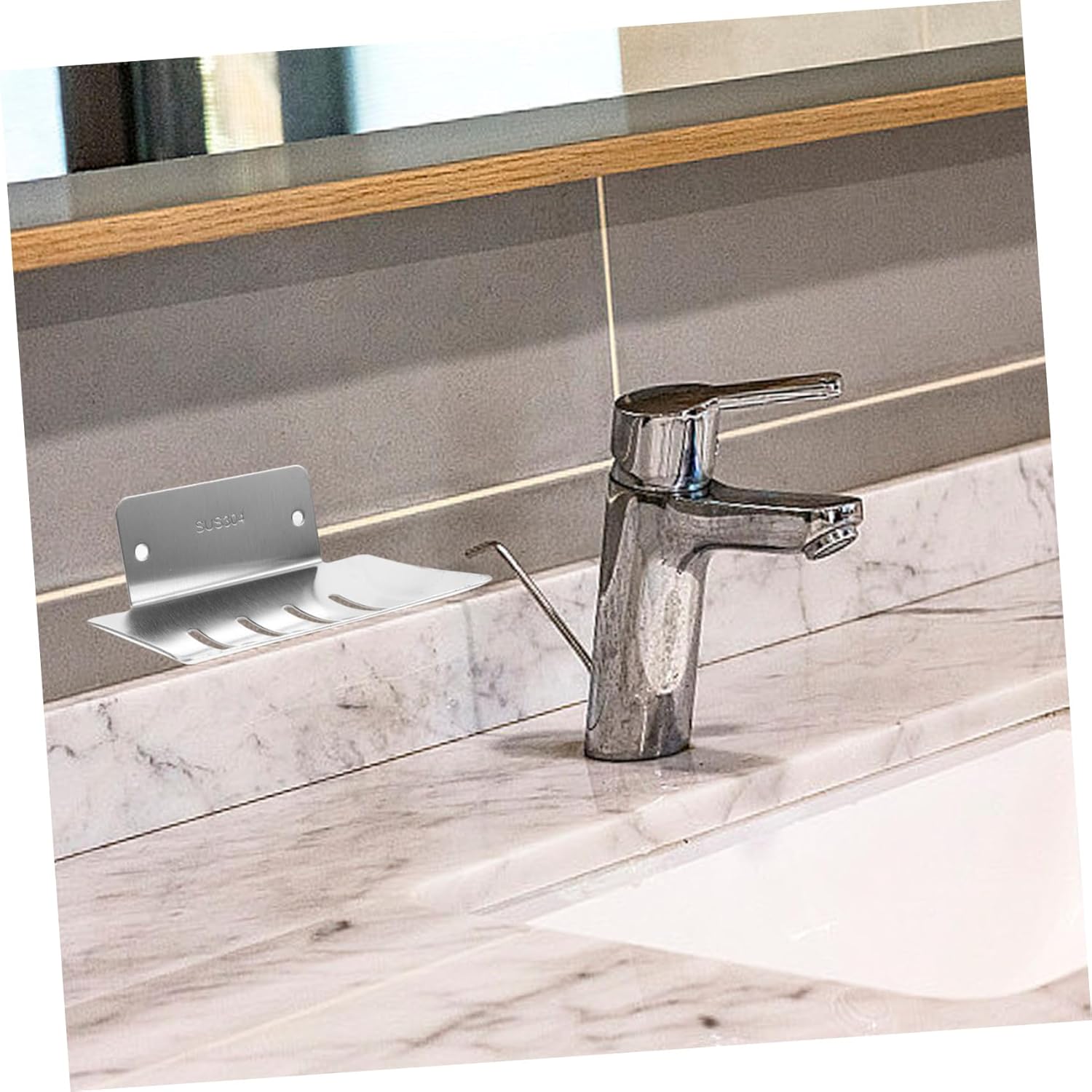 Luxshiny Wall-Mounted Soap Holder with Silver Design