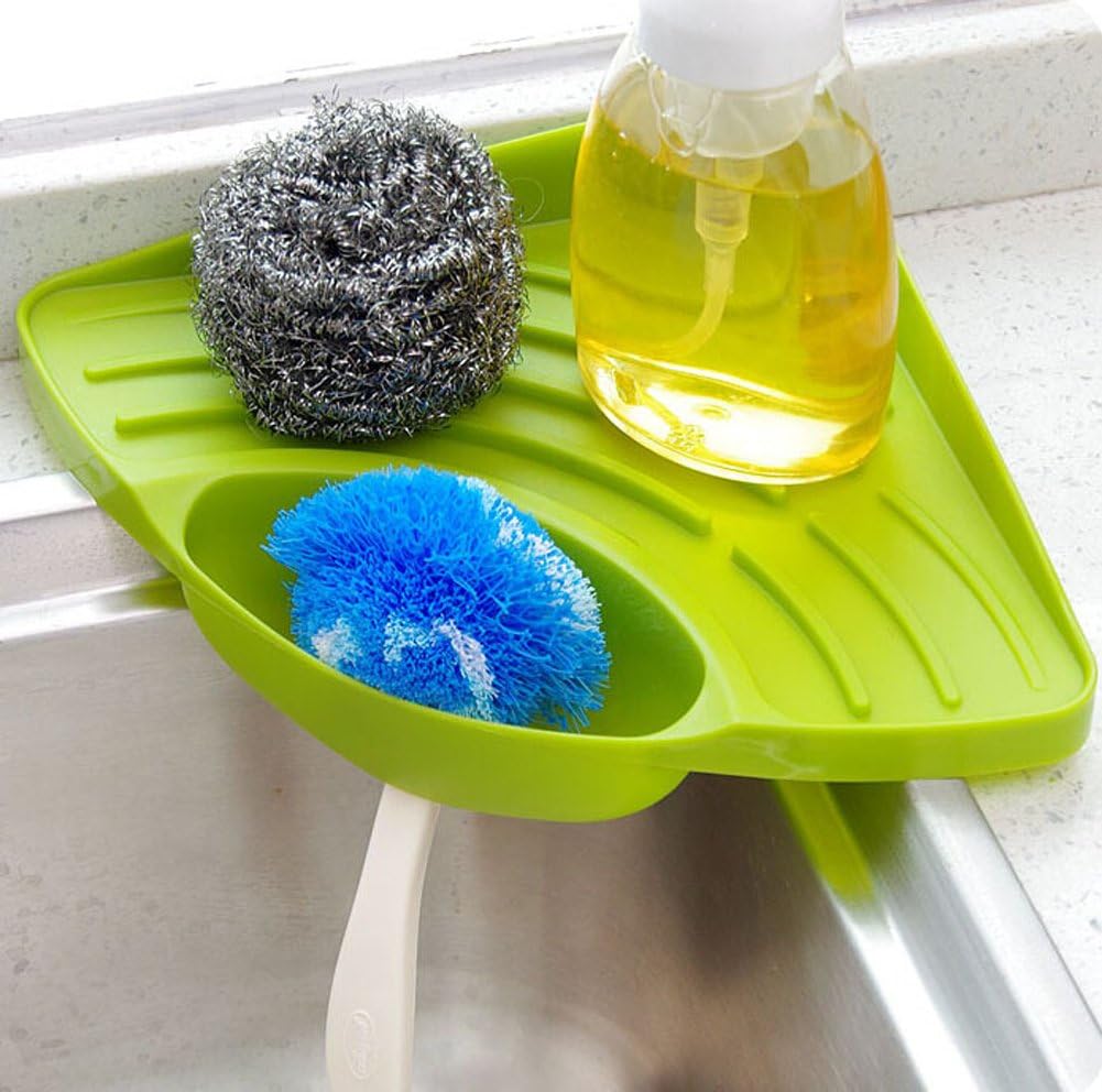 Stainless Steel Dish Cloth Holder with Vacuum Suction Cups Green