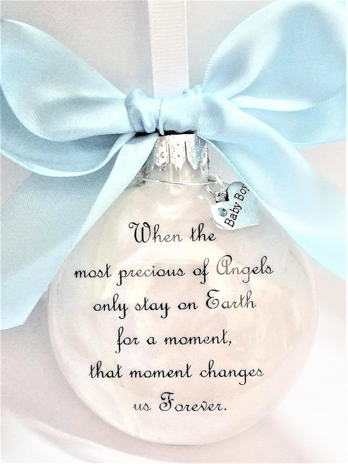 Baby Boy Memorial Ornament with Angel Charm