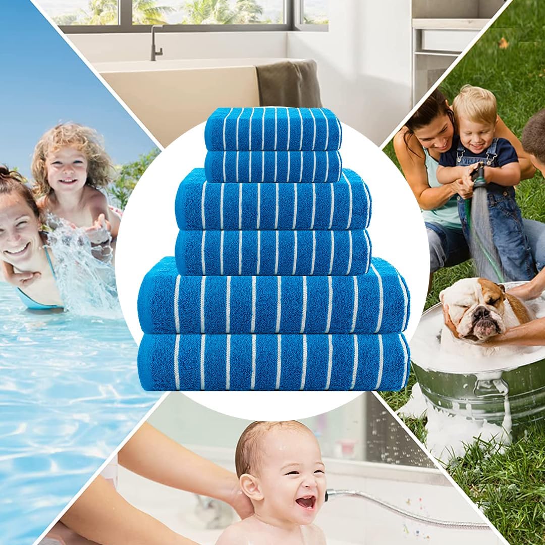 CASA COPENHAGEN 6 Piece Towel Set - Electric Blue 1