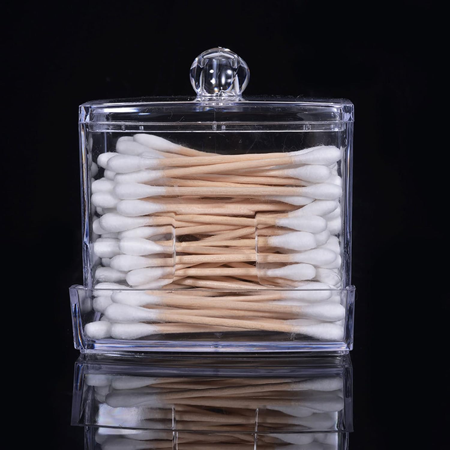 Khakho 2Pcs Clear Cotton Swab Holder with Lid