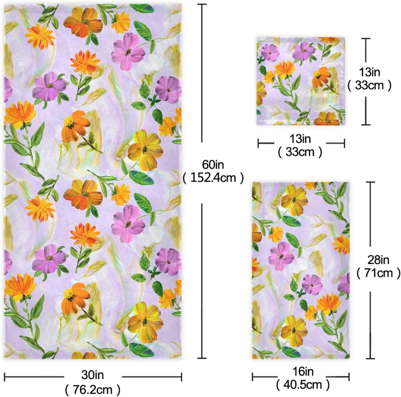 Senya Flower Bath Towels Set of 3 1