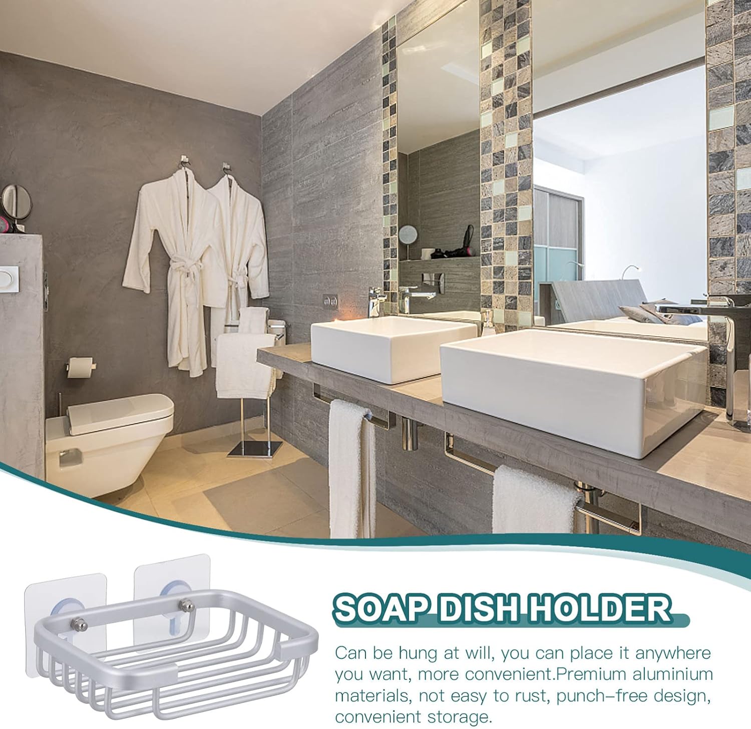 UTHCLO 1set Self-Draining Aluminum Soap Holder