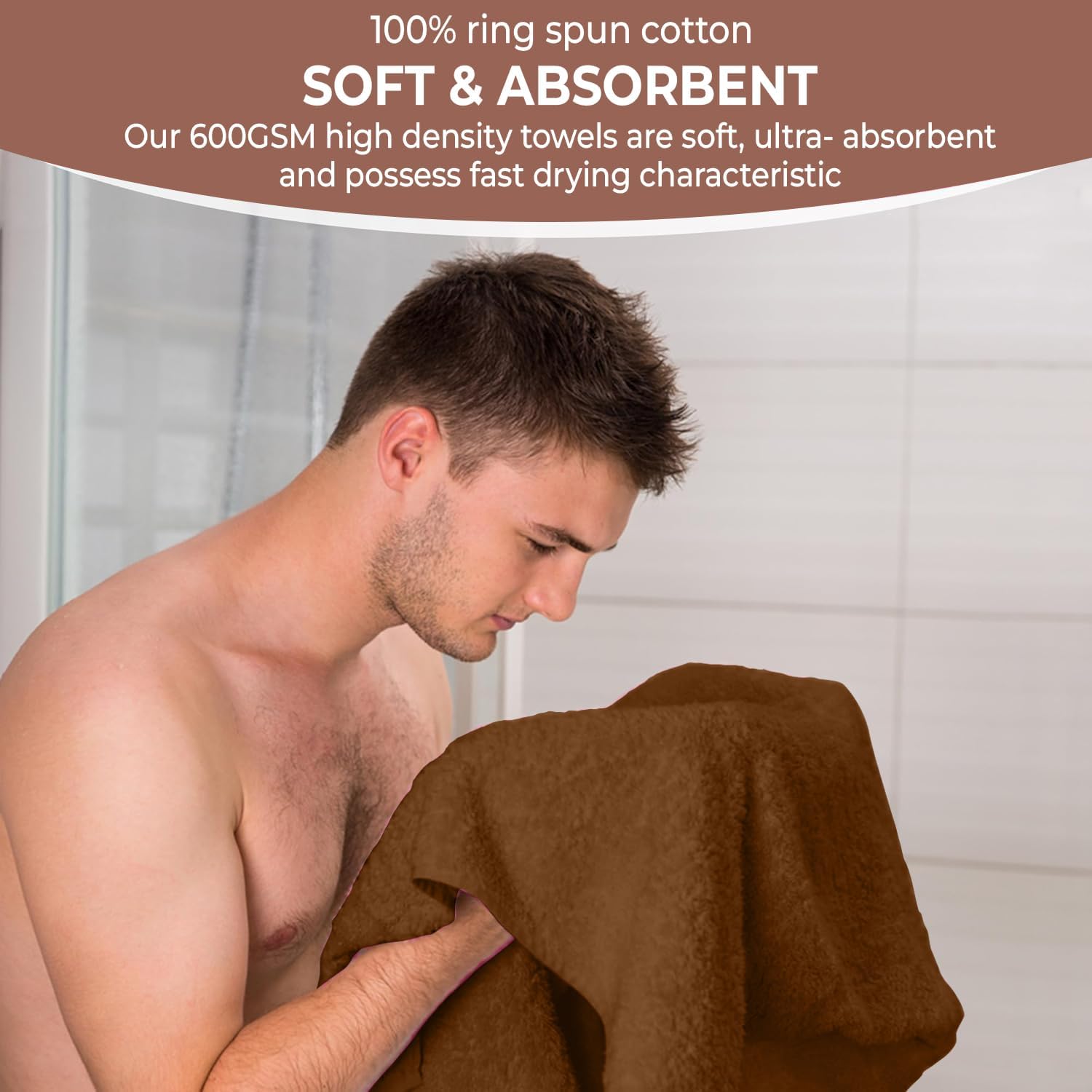 KAHAF Collection Pack of 6 Bath Towels 27 x 54 Inches