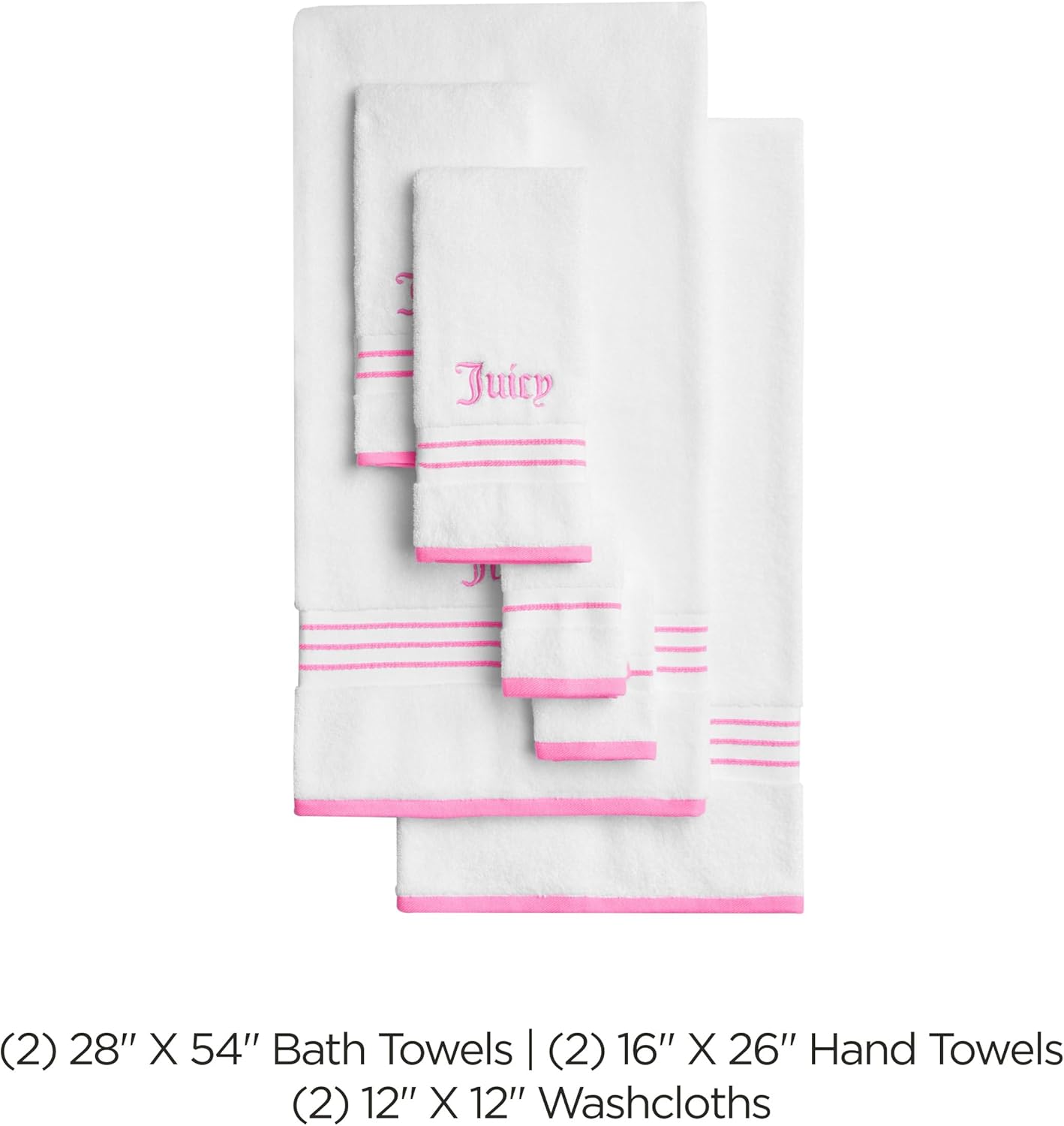 Juicy Couture Neon Border Bath Towel Set 6-Piece 1